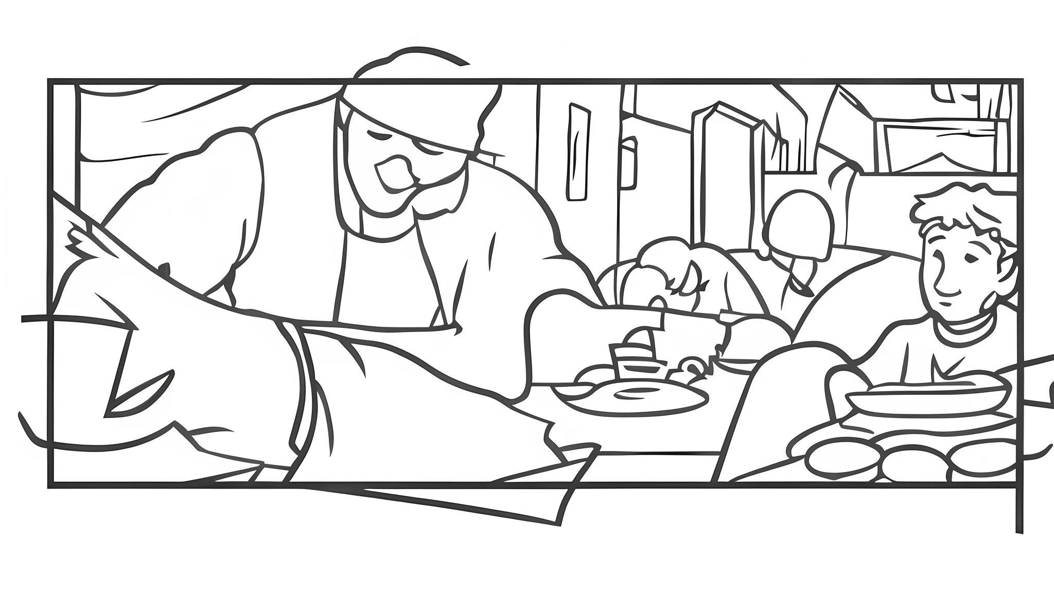 Eating, restaurant, palace, conversation, first-person view