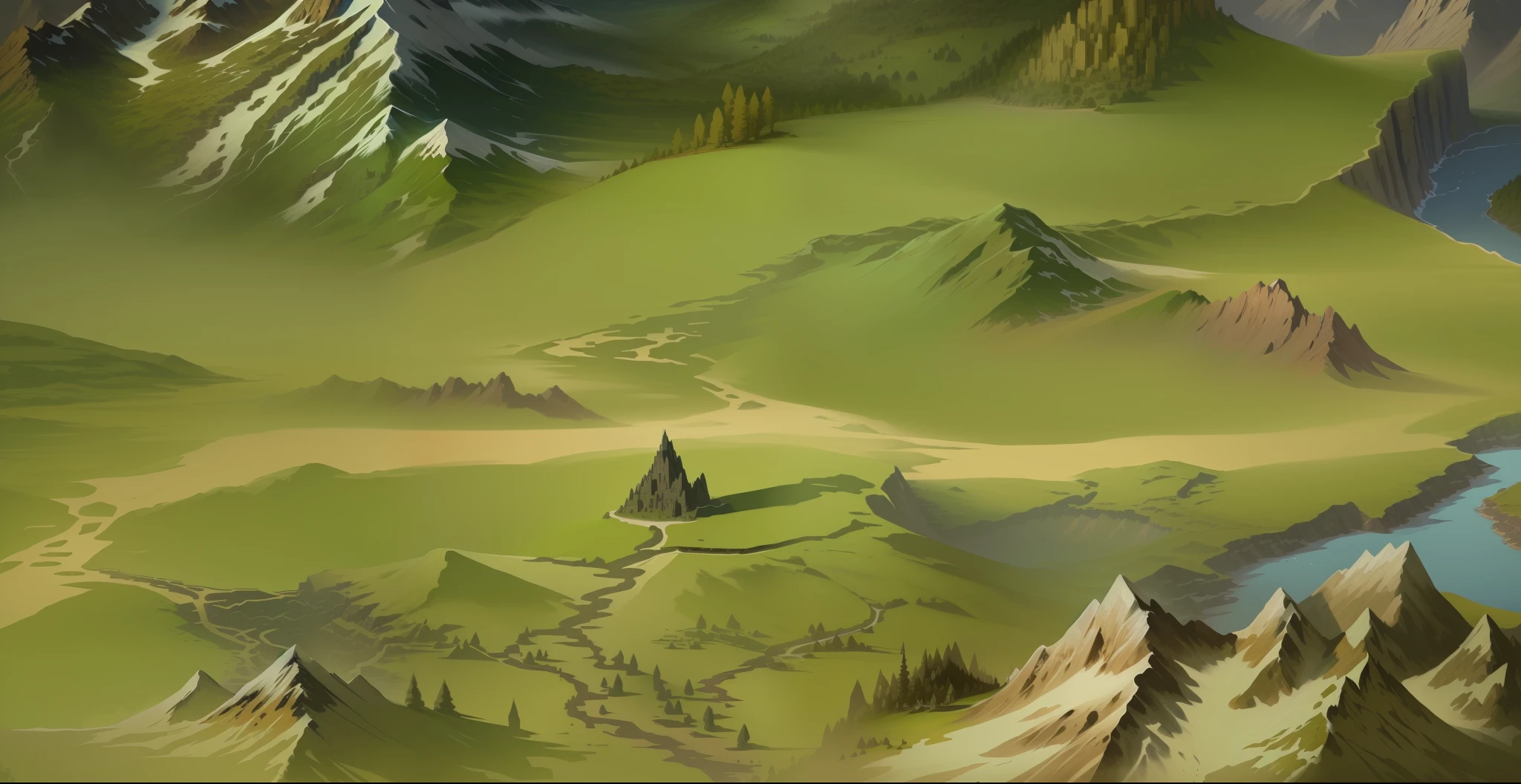 closeup of mountain and road painting, detailed game art, super detailed game art, detailed game art illustration, drawn as game concept art, game map mask painting, detailed digital 2d fantasy art, detailed landscape, intricate detail In Environment, Detailed Landscape - Width 672, Mountains, Detailed Landscape Art, Mountain Road Closeup, Road