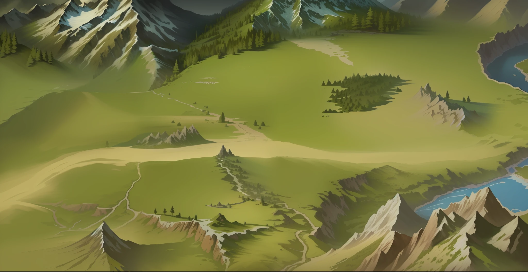 closeup of mountain and road painting, detailed game art, super detailed game art, detailed game art illustration, drawn as game concept art, game map mask painting, detailed digital 2d fantasy art, detailed landscape, intricate detail In Environment, Detailed Landscape - Width 672, Mountains, Detailed Landscape Art, Mountain Road Closeup, Road