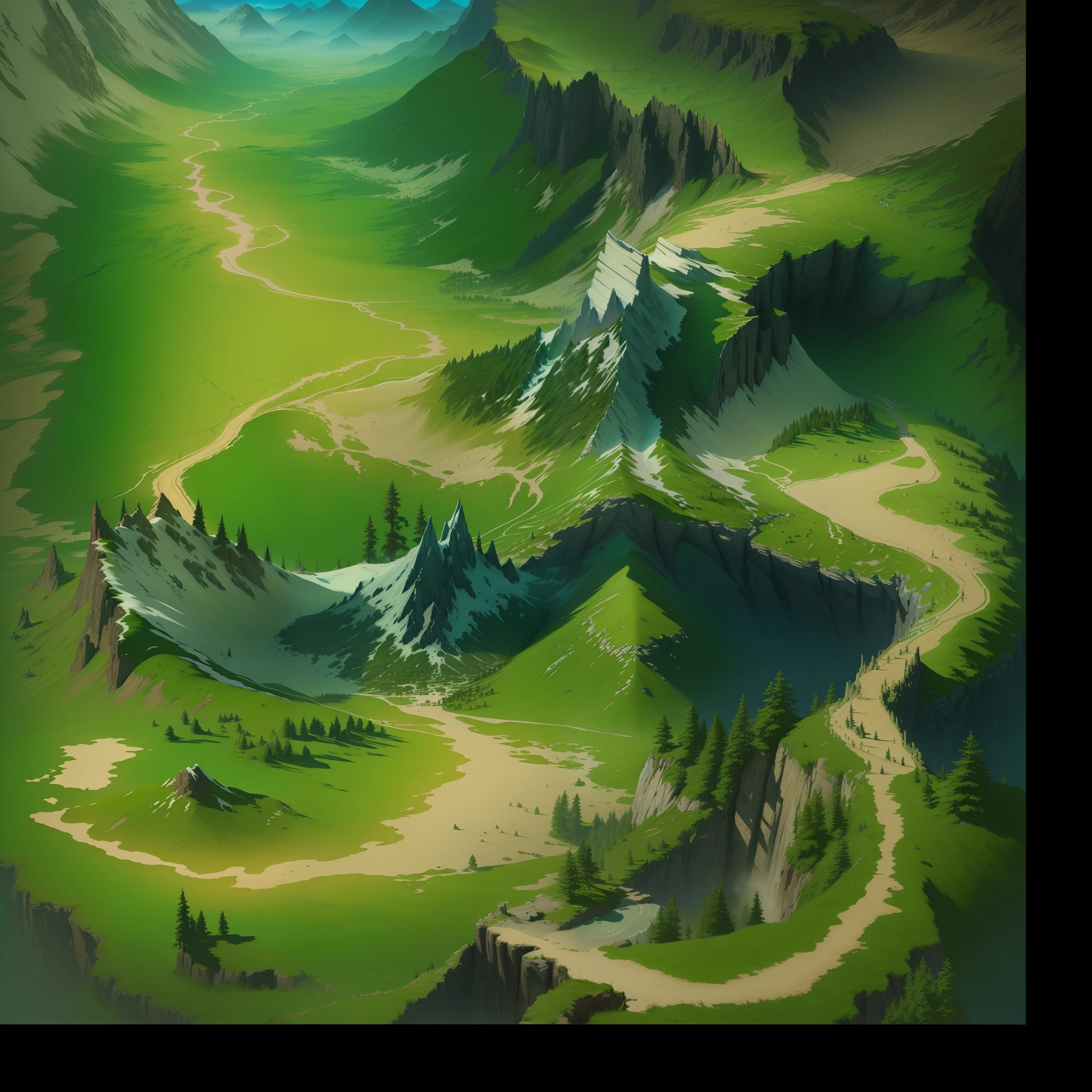 closeup of mountain and road painting, detailed game art, super detailed game art, detailed game art illustration, drawn as game concept art, game map mask painting, detailed digital 2d fantasy art, detailed landscape, intricate detail In Environment, Detailed Landscape - Width 672, Mountains, Detailed Landscape Art, Mountain Road Closeup, Road, Clear Road, Flat Road, Game Map, Legendary Style