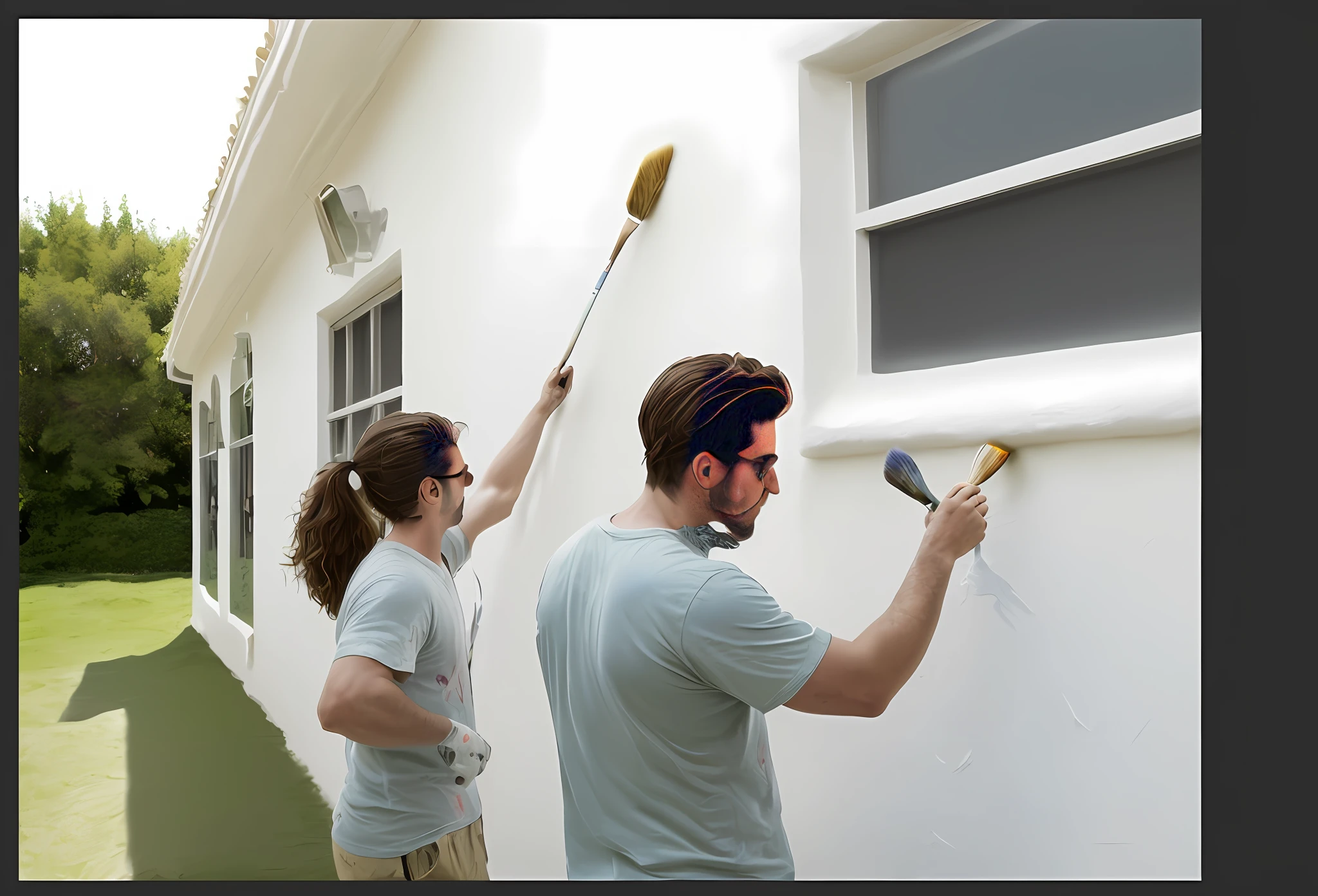 Paint the wall with paint, paint the wall with a brush, paint the wall, (bright colors), (exquisite details), (proper shadows), (detailed wall textures), (rich light and shadow), (arafed men and women, plaster walls: 1.2+1.2), (wide view, rich details: 0.8), photography, real