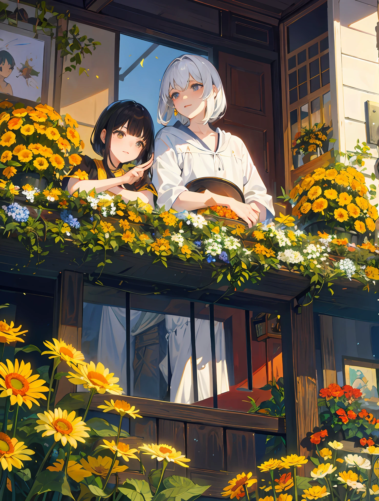 A pot of golden chrysanthemums stands on the quiet balcony. When the breeze blows, the petals sway gently, as if talking and laughing softly with the leaves in the garden. The sun shines on it, and the warm light makes the appearance of the chrysanthemum more vivid, as if gathering the colors and luster of all life. This pot of chrysanthemum seems to stretch its body, enjoying this beautiful moment to the fullest, as if conveying the belief of vitality and tenacity to people. On such an autumn afternoon, this small pot of chrysanthemums is awe-inspiring, like a sculpture of life, becoming the most beautiful existence in this season.