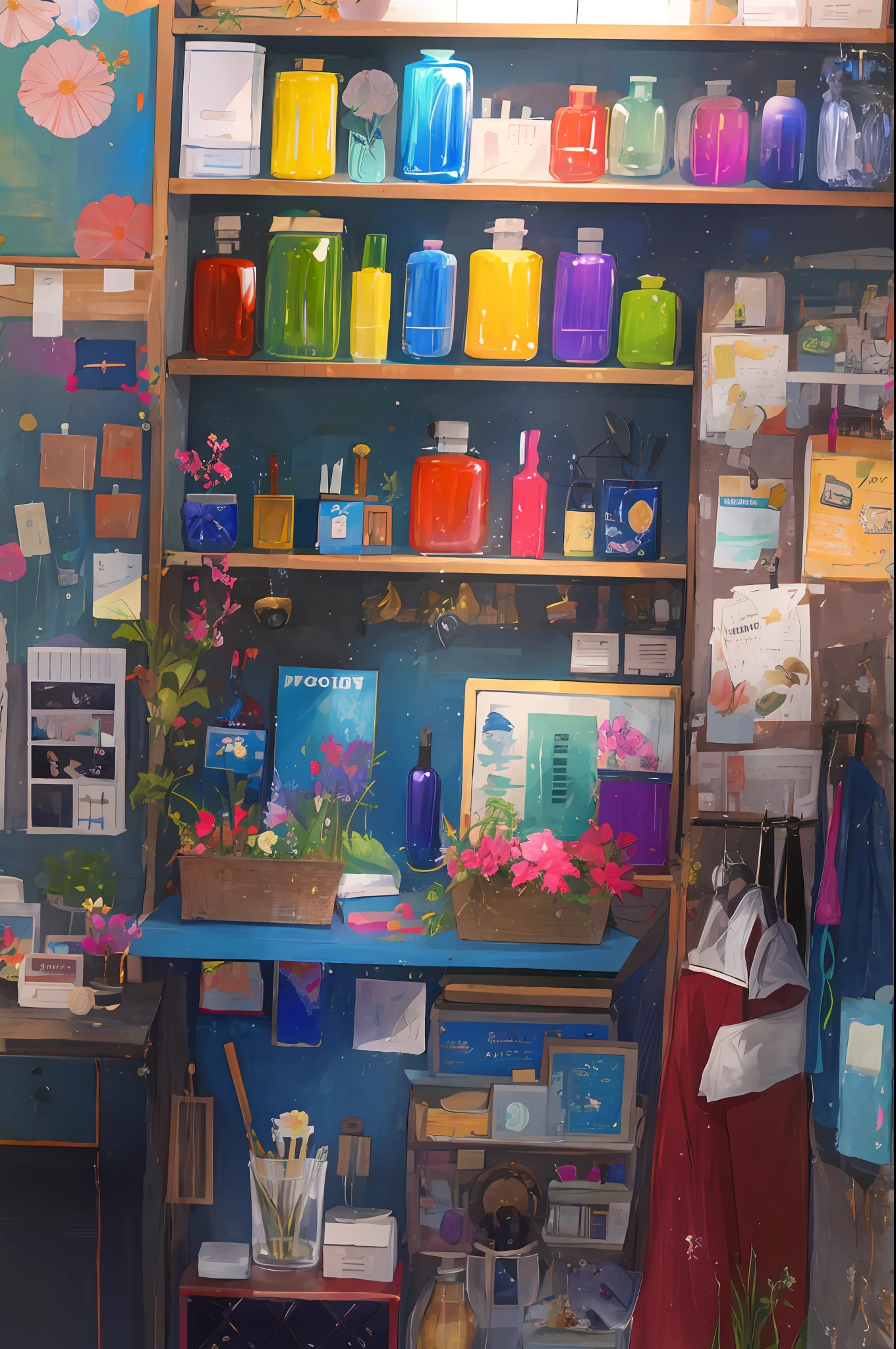 seven colors, perfume bottles, colorful flowers, universe