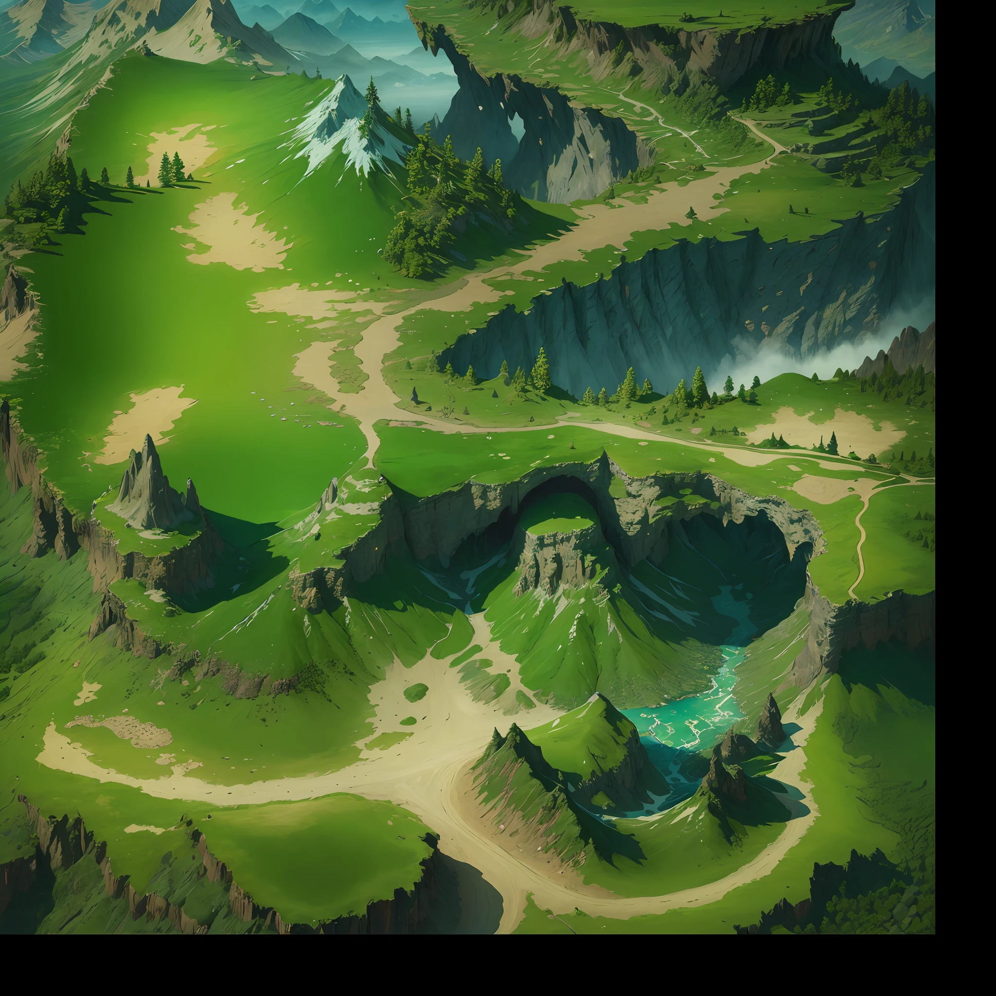 closeup of mountain and road painting, detailed game art, super detailed game art, detailed game art illustration, drawn as game concept art, game map mask painting, detailed digital 2d fantasy art, detailed landscape, intricate detail In Environment, Detailed Landscape - Width 672, Mountains, Detailed Landscape Art, Mountain Road Closeup, Road, Clear Road, Flat Road, Game Map, Legendary Style