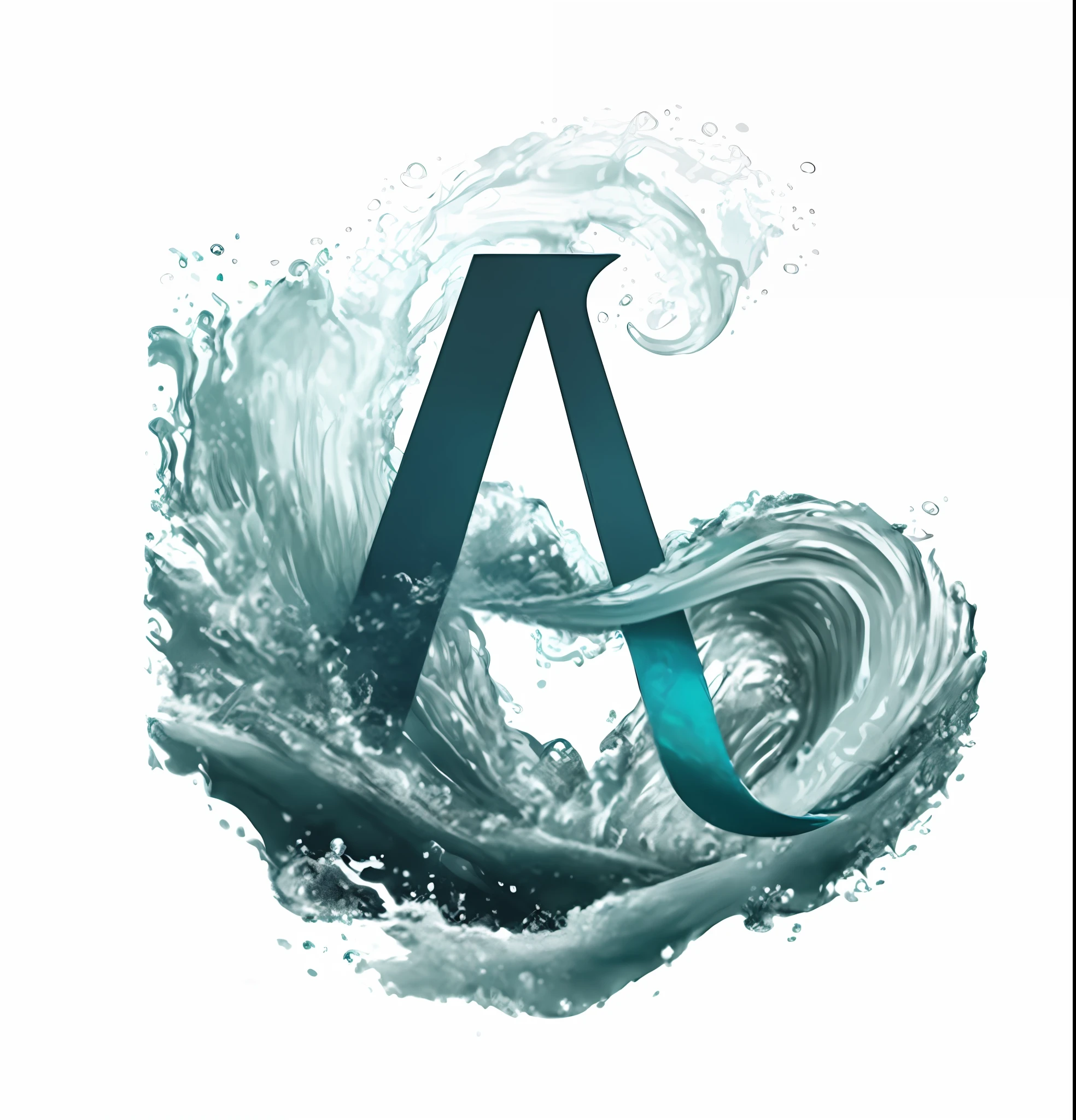 a close up of a letter with a wave in the middle, the letter a, by Adam Marczyński, illustrated logo, an ocean, by Alexander Scott, by Aleksander Gierymski, by Adam Szentpétery, by Alexander Johnston, letter a, by Aleksander Orłowski, by Alexander Robertson