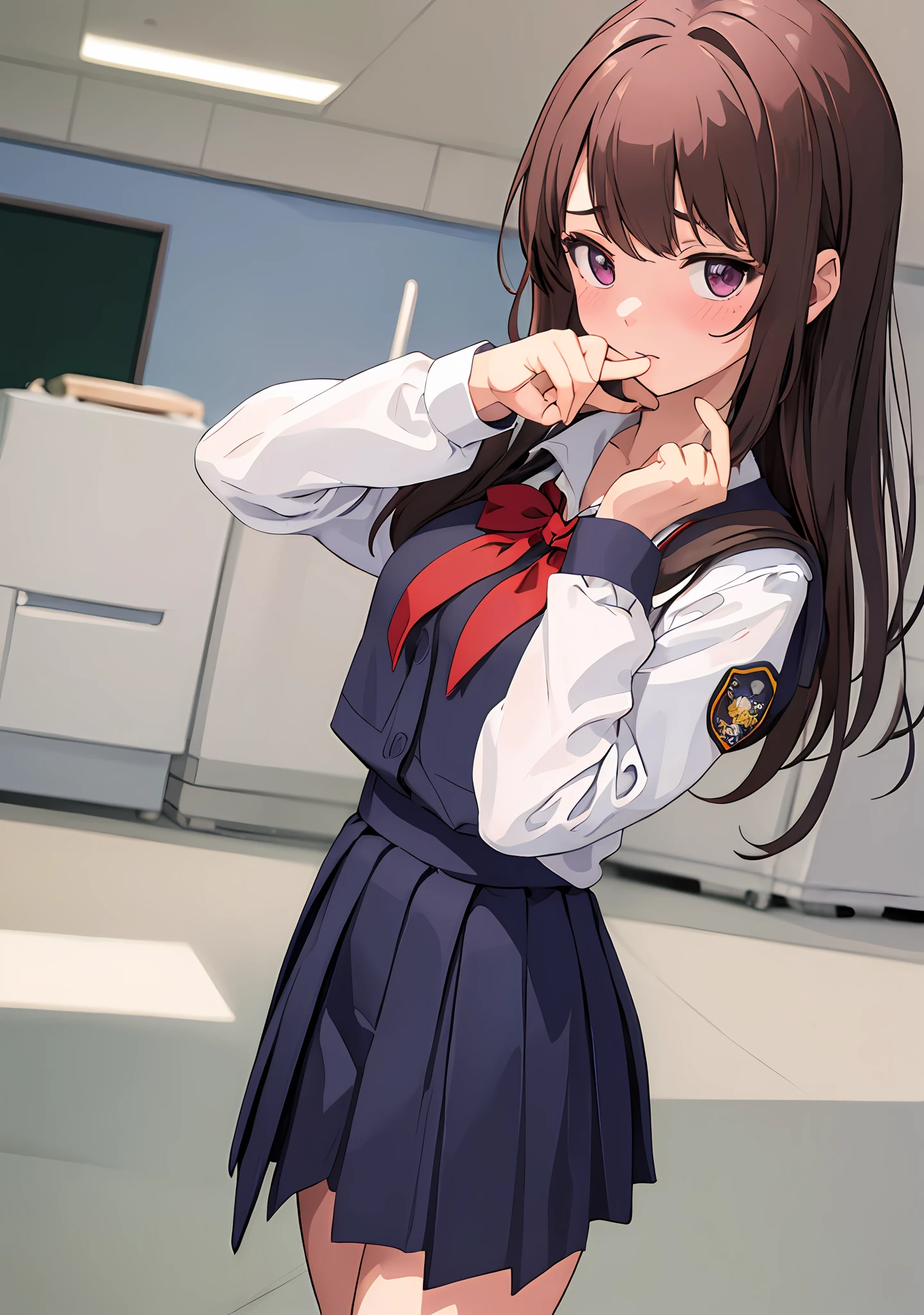 (masterpiece, best quality), 1girl, nsfw, schoolgirl uniform, shy, showing off