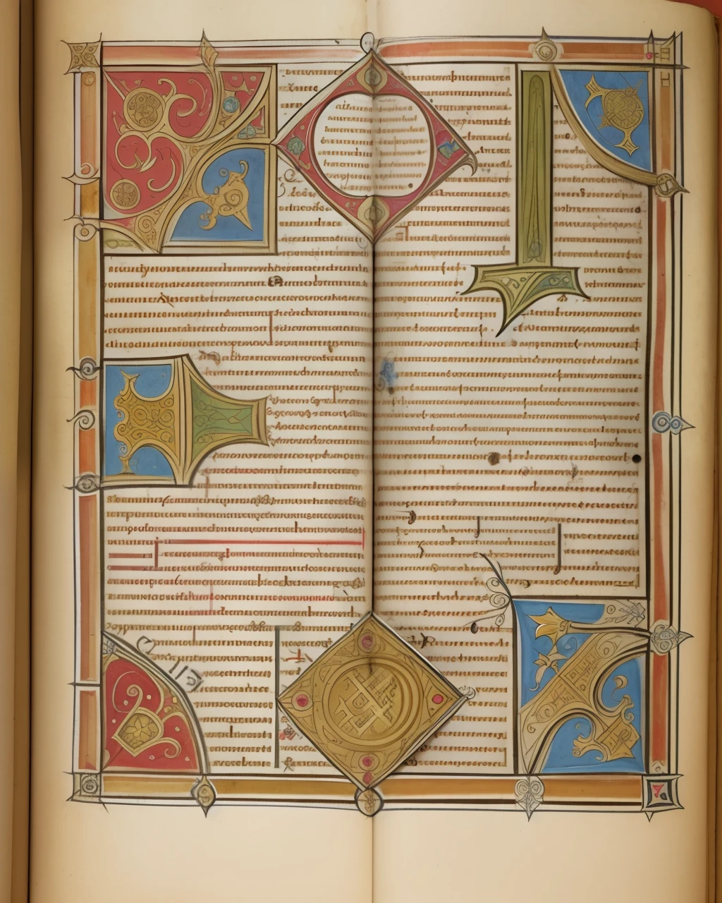 a medieval manuscript, necromicon, detailed text, vignette, text, view from above, centred, extremely high details
