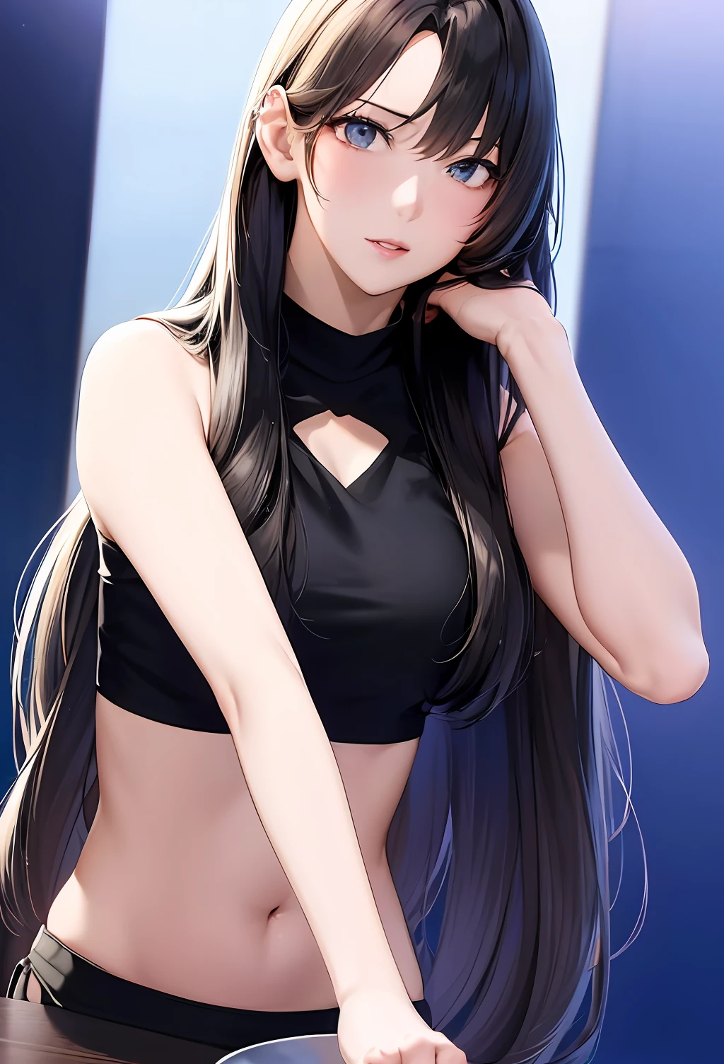 a close up of a person with long hair and a black top, anime visual of a cute girl, seductive anime girl, cute anime girl, (anime girl), smooth anime cg art, attractive anime girl, anime girl, pretty anime girl, anime girl named lucy, anime best girl, realistic young anime girl, an anime girl, beautiful anime girl, young anime girl