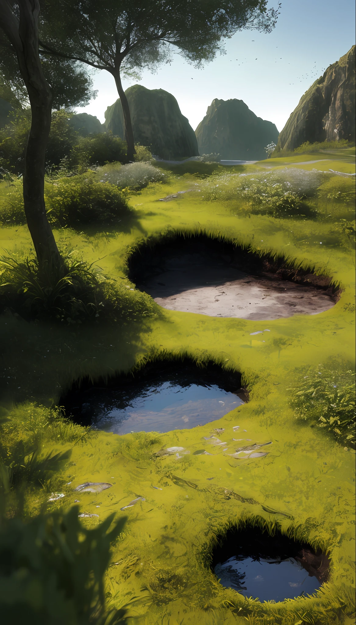 photorealistic shot of natural terrain with digged living hole, masterpiece, ultra high res, (photorealistic:1.4), cinema lighting, insanely detailed, hyper realistic, intricate design, fine details, octane render