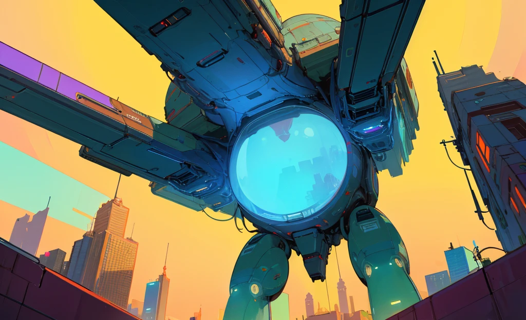 city, cyberpunk style (Masterpiece, HD: 1.1), wide angle, from below, sci-fi, spaceship, aliens