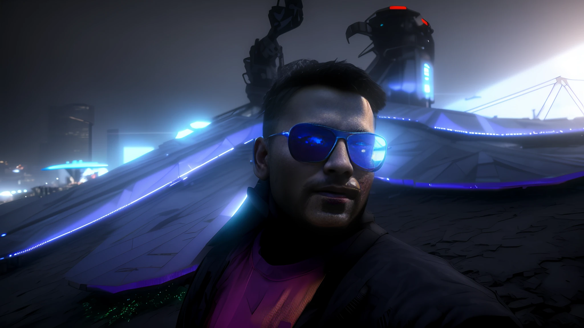 "Using Stable Diffusion, generate a cyberpunk-style selfie by transforming the original face in the picture while maintaining ultra-realistic, 8k ultra HD quality."