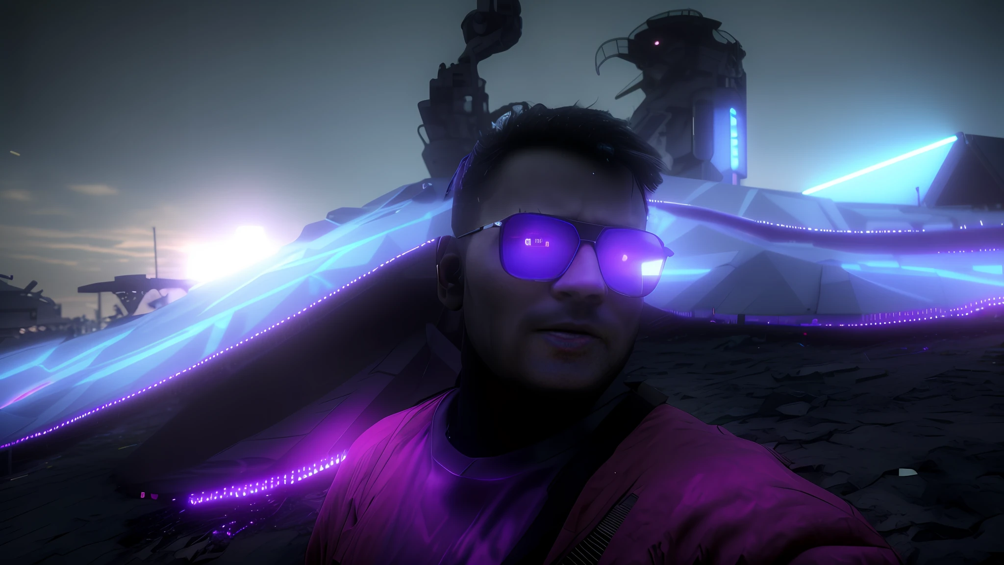 "Using Stable Diffusion, generate a cyberpunk-style selfie by transforming the original face in the picture while maintaining ultra-realistic, 8k ultra HD quality."