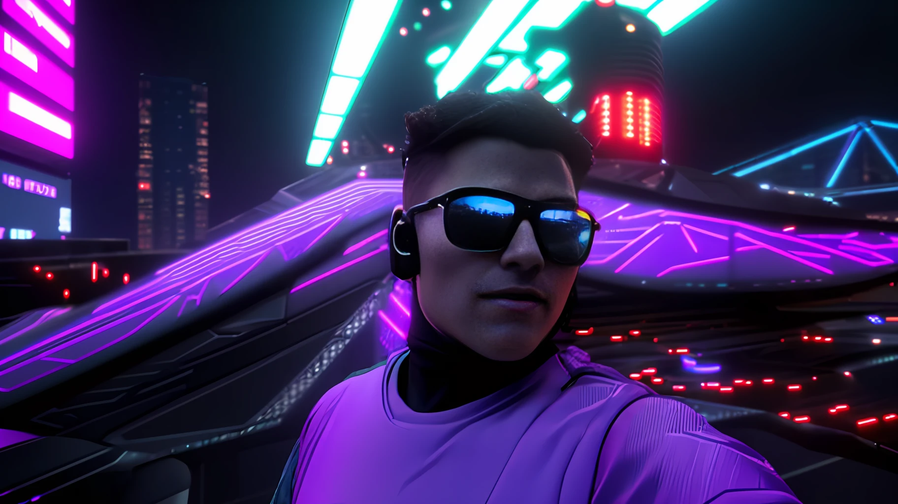 "Using Stable Diffusion, generate a cyberpunk-style selfie by transforming the original face in the picture while maintaining ultra-realistic, 8k ultra HD quality."