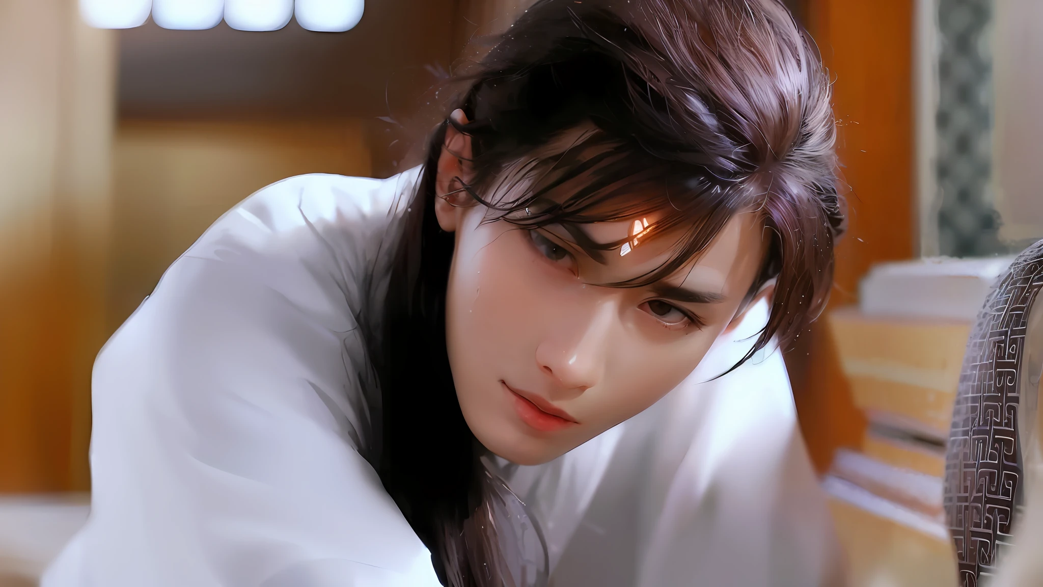 [Monochrome: Pastel Color: 0.6] Theme, (Masterpiece), (Best Quality), (Detail), Light Layer, Shiny Skin, (Complicated Details: 1.1), Black Hair, Long Hair, Black Eyes, Xianxia Hero, (male: 1.1)