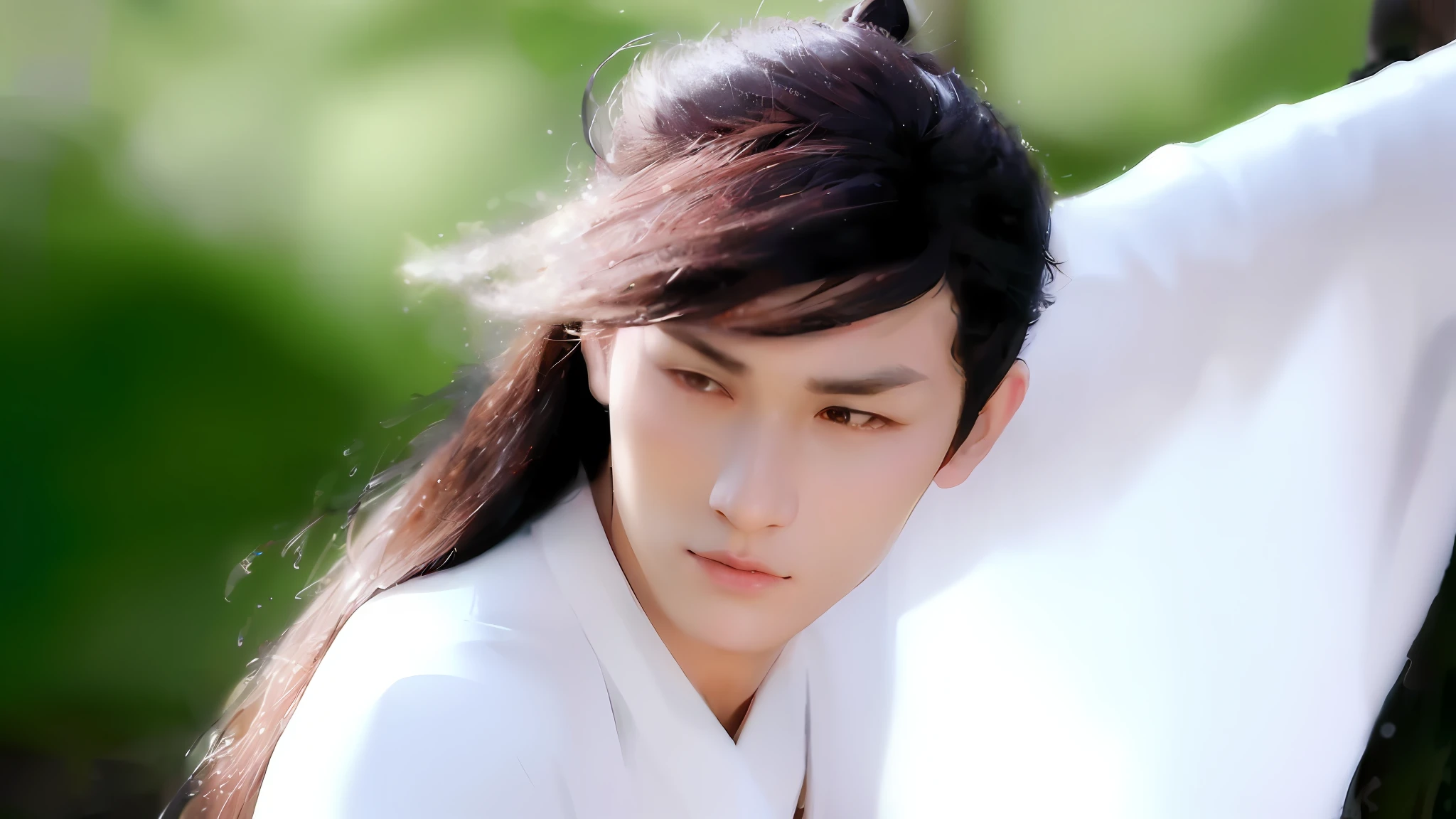[Monochrome: Pastel Color: 0.6] Theme, (Masterpiece), (Best Quality), (Detail), Light Layer, Shiny Skin, (Complicated Details: 1.1), Black Hair, Long Hair, Black Eyes, Xianxia Hero, (male: 1.1)