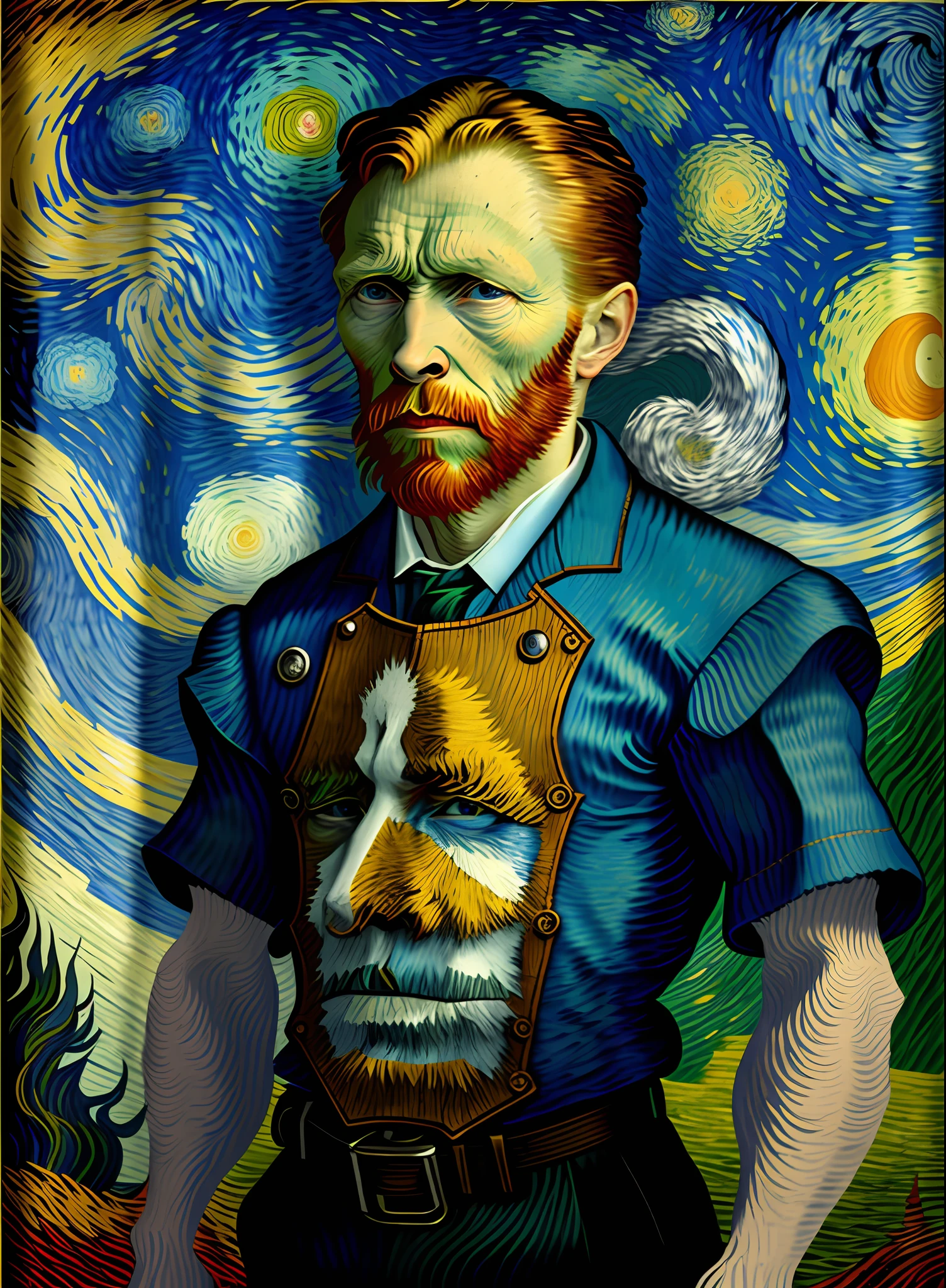 Complete reproduction of Van Gogh style, A Weeping Woman, in a Van Gogh-inspired painting