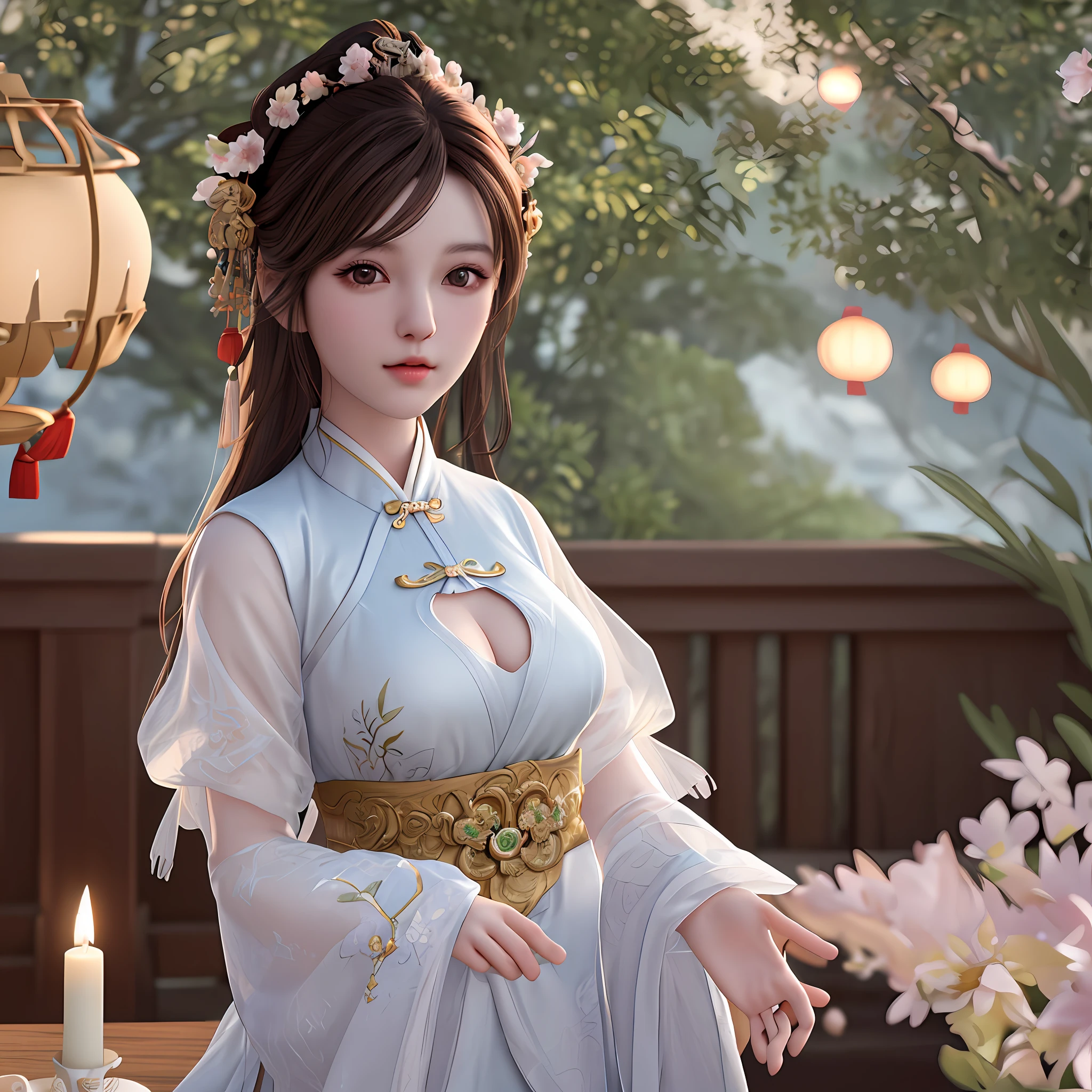 parameters dudou,1girl, beautiful face, solo, candle, brown hair, long hair, ulzzang-6500-v1.1,(raw photo:1.2),((photorealistic:1.4))best quality ,masterpiece, illustration, an extremely delicate and beautiful, extremely detailed ,CG ,unity ,8k wallpaper, Amazing, finely detail, masterpiece,best quality,official art,extremely detailed CG unity 8k wallpaper,absurdres, incredibly absurdres, huge filesize, ultra-detailed, highres, extremely detailed,beautiful detailed girl, extremely detailed eyes and face, beautiful detailed eyes,cinematic lighting,1girl,see-through,looking at viewer,upper body,upper body shot,outdoors,arms behind back,large chest,（erogenous chinese clothes)