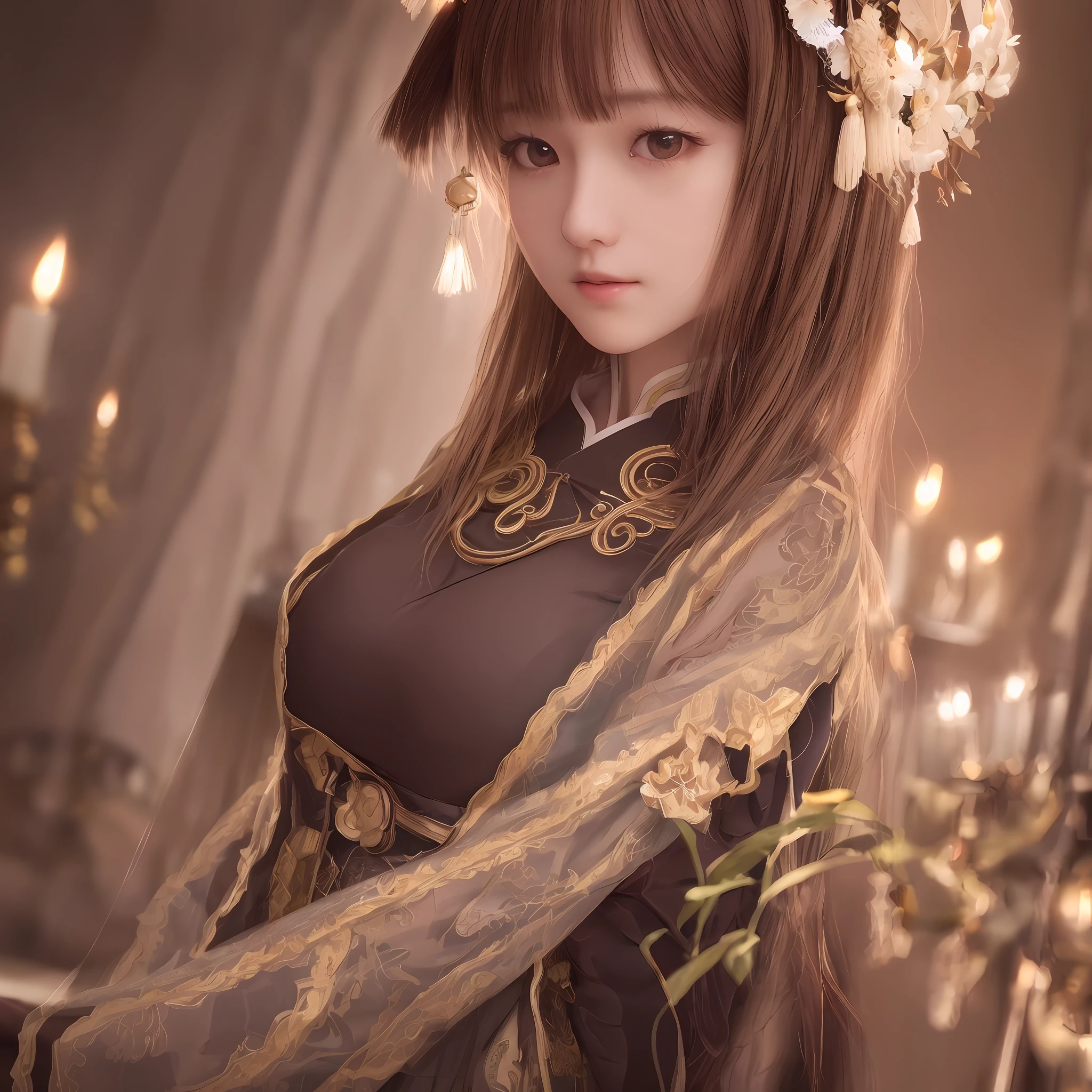 parameters dudou,1girl, beautiful face, solo, candle, brown hair, long hair, ulzzang-6500-v1.1,(raw photo:1.2),((photorealistic:1.4))best quality ,masterpiece, illustration, an extremely delicate and beautiful, extremely detailed ,CG ,unity ,8k wallpaper, Amazing, finely detail, masterpiece,best quality,official art,extremely detailed CG unity 8k wallpaper,absurdres, incredibly absurdres, huge filesize, ultra-detailed, highres, extremely detailed,beautiful detailed girl, extremely detailed eyes and face, beautiful detailed eyes,cinematic lighting,1girl,see-through,looking at viewer,upper body,upper body shot,outdoors,arms behind back,large chest,(erogenous chinese clothes)