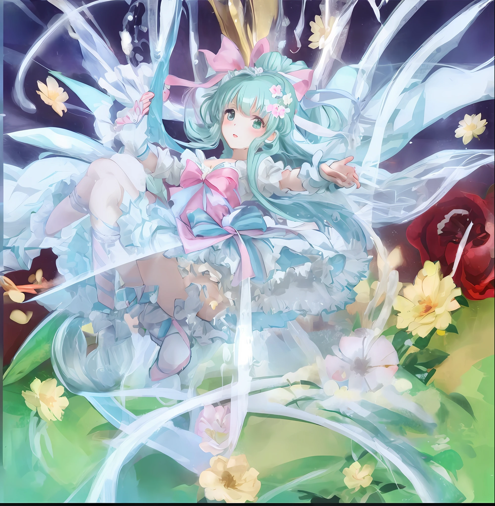 A magical girl, Lolita figure, flower marriage, time