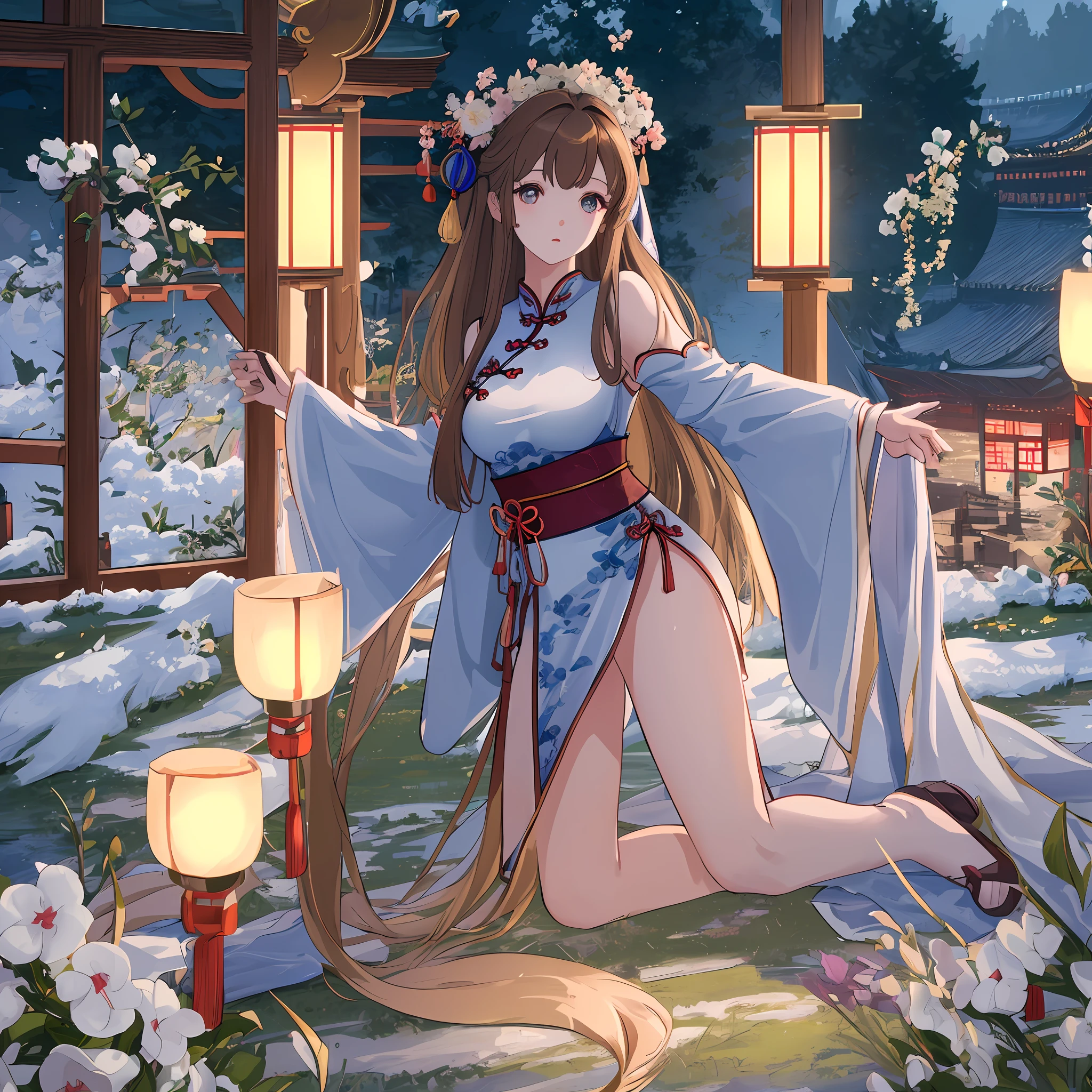 Parameters dudou, 1girl, beauty, solo, candle, brown hair, long hair, ulzzang-6500-v1.1, (raw photo: 1.2), ((photorealistic: 1.4)) best quality, masterpiece, illustration, extremely delicate and Beautiful, very detailed, CG, unity, 8k wallpaper, amazing, fine detail, masterpiece, best quality, official art, very detailed CG unity 8k wallpaper, ridiculous, unbelievably ridiculous, huge file size , ultra detailed, high resolution, very detailed, beautiful detailed girl, extremely detailed eyes and face, beautiful detailed eyes, movie lighting, 1 girl, perspective, sexy pose, looking at viewer, full body, full body shot, Outdoors, arms behind, topless, (sexy Chinese clothing)