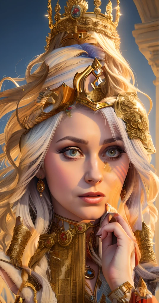 A cold queen, realistic style, real person, HD