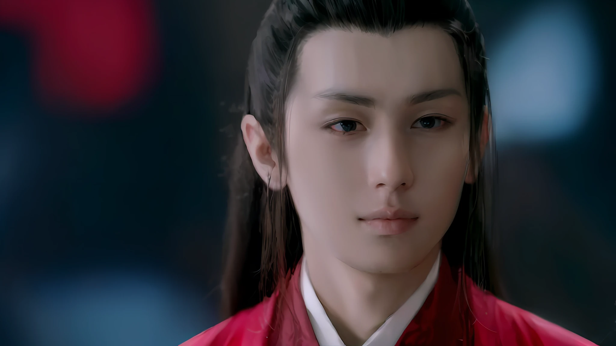 (Male: 1.1), [Monochrome: Pastel Color: 0.6] Theme, (Masterpiece), (Best Quality), (Detail), Light Layer, Glossy Skin, (Complicated Details: 1.1), Black Hair, Long hair, black eyes, fairy hero, sad