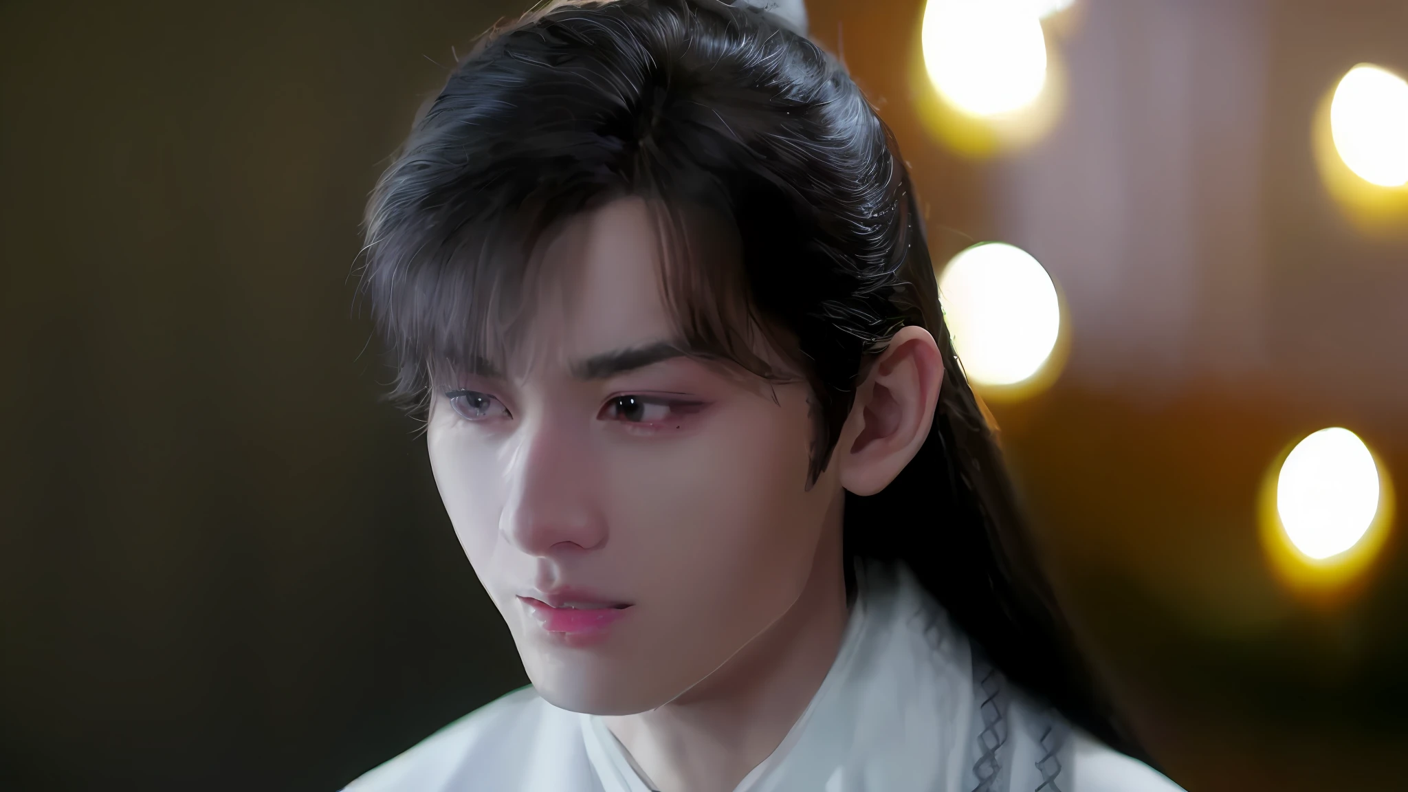 (Male: 1.1), [Monochrome: Pastel Color: 0.6] Theme, (Masterpiece), (Best Quality), (Detail), Light Layer, Glossy Skin, (Complicated Details: 1.1), Black Hair, Long hair, black eyes, fairy hero,