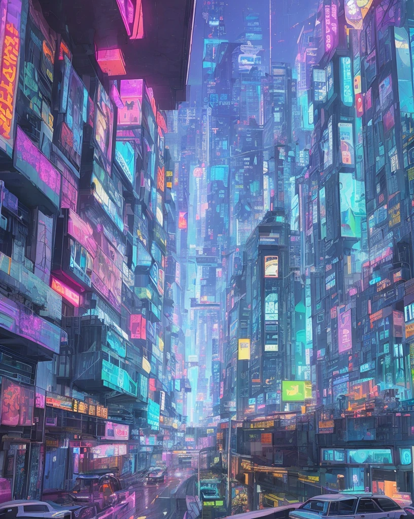 cyberpunk city, A futuristic cityscape with elements of sci-fi and Wes Anderson's signature style. The image has a 16:9 aspect ratio and is captured in a symmetrical, high-saturation design style.
The city is rendered in a bright, bold color palette, with pops of neon pink and vivid blue contrasting against a deep, rich black background. The buildings are tall and sleek, with clean lines and sharp angles that echo the futuristic aesthetic of sci-fi films.
The city is bustling with activity, with futuristic cars soaring through the sky and robots moving about their tasks, while citizens navigate the busy sidewalks below. The scene is full of life and energy, with the futuristic architecture creating an almost surreal, dreamlike atmosphere.
Wes Anderson's signature style is evident in the symmetrical composition and carefully balanced design of the image. Every element is perfectly placed to create a sense of harmony and unity, while at the same time, the futuristic elements of the scene create an atmosphere of excitement and possibility.
The image is a striking representation of a possible future world that combines the imaginative elements of sci-fi with the eclectic, offbeat style of Wes Anderson, producing a symmetrical, colorful, and exciting scene that is both awe-inspiring and inspiring.
