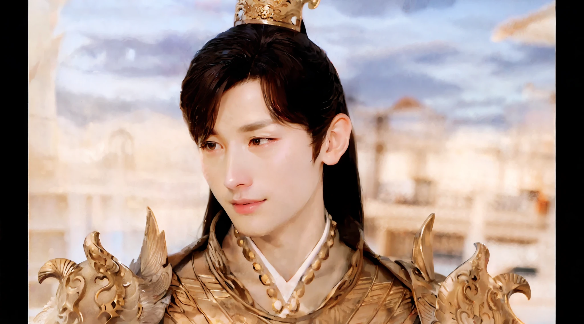 (Male: 1.1), [Monochrome: Pastel Color: 0.6] Theme, (Masterpiece), (Best Quality), (Detail), Light Layer, Glossy Skin, (Complicated Details: 1.1), Black Hair, Long hair, black eyes, fairy hero,