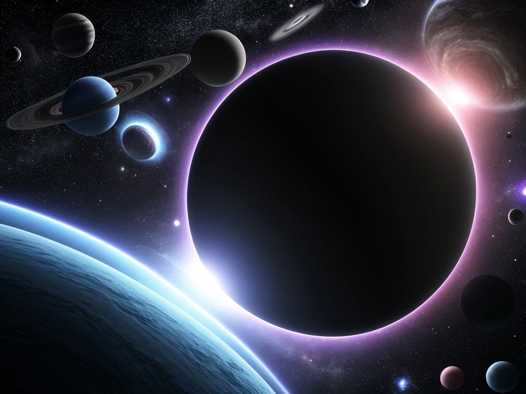 View of a planetary disk with a star in the center, space portal, outer space portal, space black hole, black hole time portal, planetary collision, portal to another universe, human like cosmic structure, cosmic atmospheric light flare, interstellar infinite portal, Planet with rings, orbital rings, black hole with accretion disk, masterpiece, best quality, high quality, highly detailed CG unity 8k wallpaper, depth of field, HDR, photorealistic, very detailed, intricate, high detail, universe, space, celestial bodies, --v 6