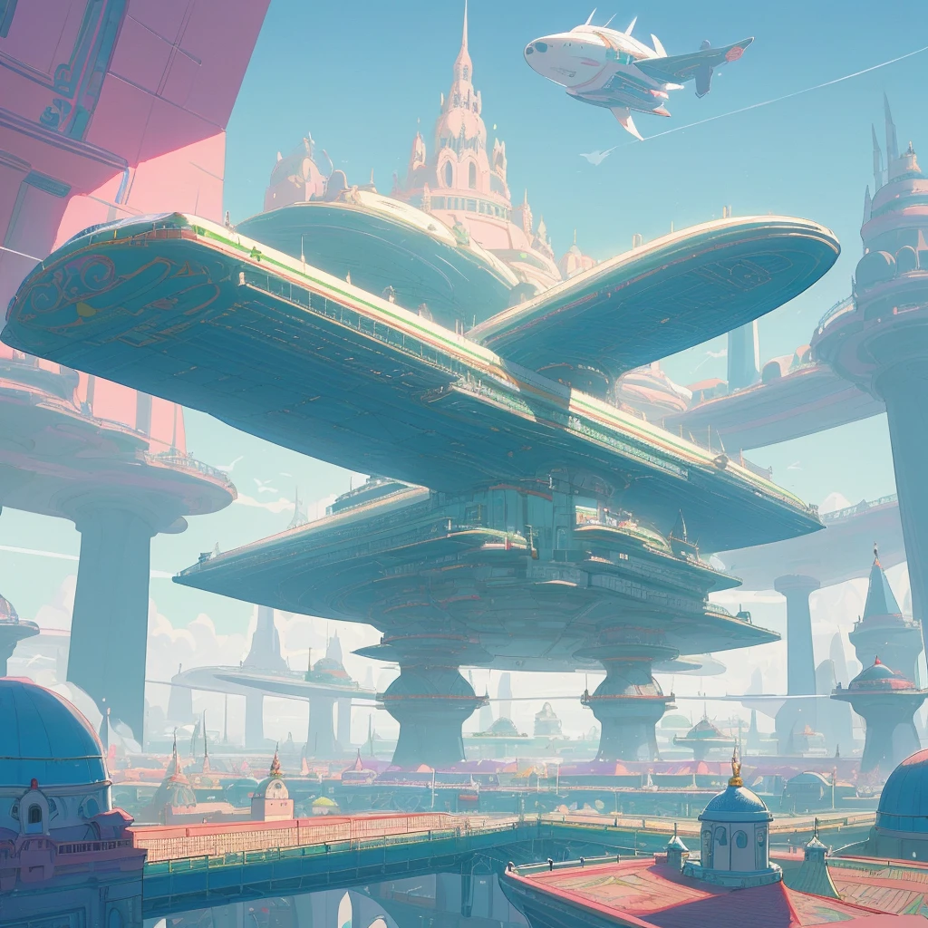 A bizarre and fanciful image of a futuristic world designed in the distinct style of Wes Anderson, with high saturation colors. The world is filled with fantastical and unusual architecture, with towering spires and orbicular domes painted in bright pinks, greens, and blues. The buildings are laid out symmetrically, creating a sense of order and balance in the bustling metropolis.
The air is filled with airships and flying cars, moving in a sublime, labyrinthine pattern. AI-driven robots in sleek white hover around delivering parcels, while giant, luminescent sea creatures made of plastic float slowly through the sky.
The colors in this utopia are rich and bold, with pastel pinks and blues contrasting against vivid greens and yellows. Everything is meticulously arranged, as evidence by the neat rows of buildings and the orderly traffic in the skies.
Overall, the image captures the essence of Wes Anderson's style, with its symmetry and bright, quirky design elements. It is aplayful and whimsical representation of a futuristic world, where anything seems possible and the sky is the limit. The symmetry of the design adds to the harmony of the city's layout and adds a touch of whimsy that is quintessentially Wes Anderson.
As the scene unfolds, its inhabitants can be seen, each one unique and distinct, adding to the overall sense of creativity and individuality. There are people riding strange, multi-legged creatures, while others glide through the air on hoverboards, their translucent wings reflecting the brilliant colors of the cityscape.
The emphasis on artistic expression is apparent throughout the scene, with vibrant graffiti and street art adorning the sides of buildings, and even the airbridges are decorated with neon light installations.
Overall, the image is a delightful presentation of how a utopian future could represent. In Wes Anderson's hands, the world is transformed into a kaleidoscope of colors and creativity, where people can live