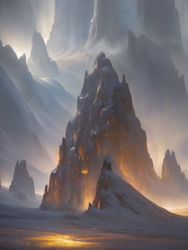 Starry Sky with Mountains and Meadows, Jessica Rossier, Inspired by Jessica Rossier, Jessica Rossier Fantasy Art, Concept Art Magic Highlights, Official Artwork, Dream Painting, Ethereal Realm , atmospheric artwork, dreamy matte paintings, serene endless stars inspired by Ted Nasmith, moonlit starry environments, epic music album covers.