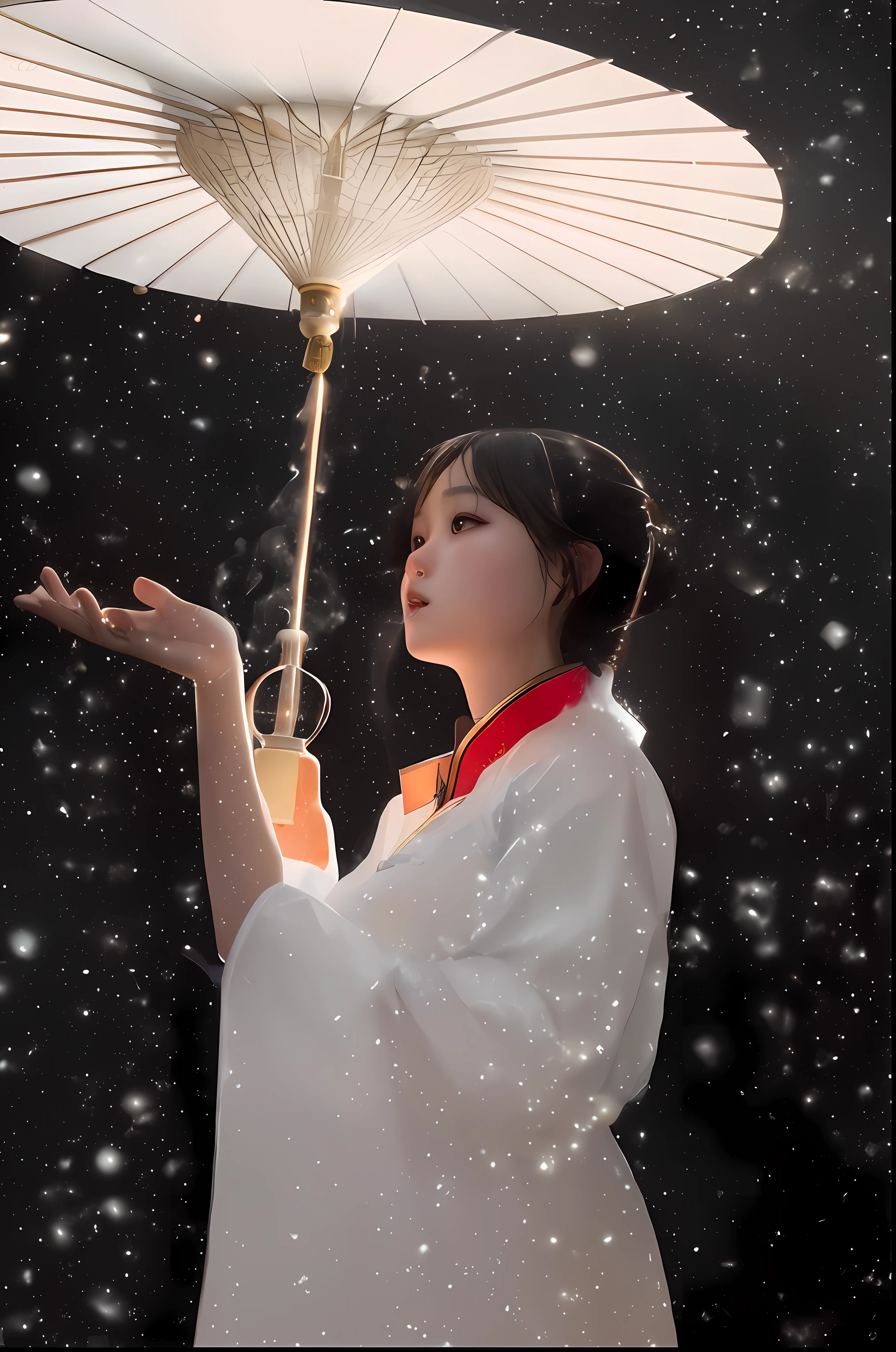 best quality, masterpiece, highres, 1girl,Beautiful face,chinese clothes,white Taoist robes,in room,drinking tea,incense burner,bookcase,oil lamp,Warm light