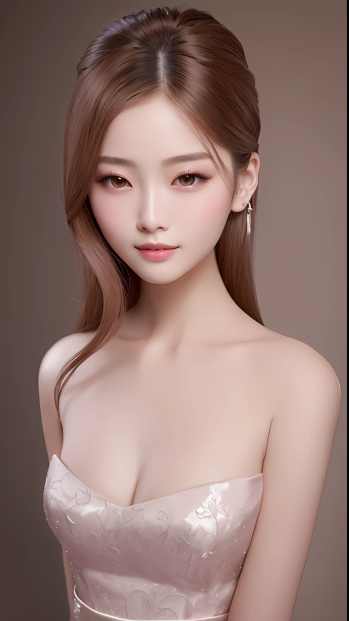 An intellectual, elegant and stunning Chinese beauty, delicate and charming face, pink lips, seductive collarbone, square chin, smiling, happy, shoulder-length loose long hair, beige coat, ultra-realistic, ultra-high-definition, very detailed, real skin