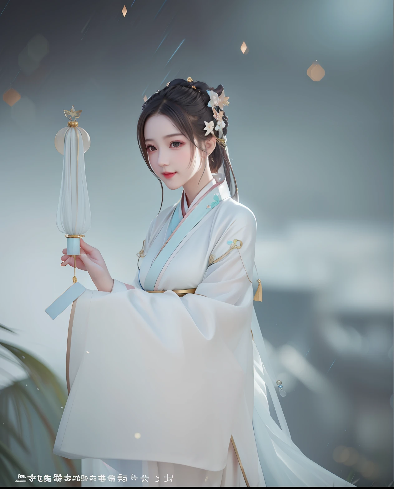 best quality, masterpiece, highres, 1girl,blush,(seductive smile:0.8),star-shaped pupils,china hanfu,hair ornament, Beautiful face,upon_body, tyndall effect,photorealistic, dark studio, rim lighting, two tone lighting,(high detailed skin:1.2), 8k uhd, dslr, soft lighting, high quality, volumetric lighting, candid, Photograph, high resolution, 4k, 8k, Bokeh