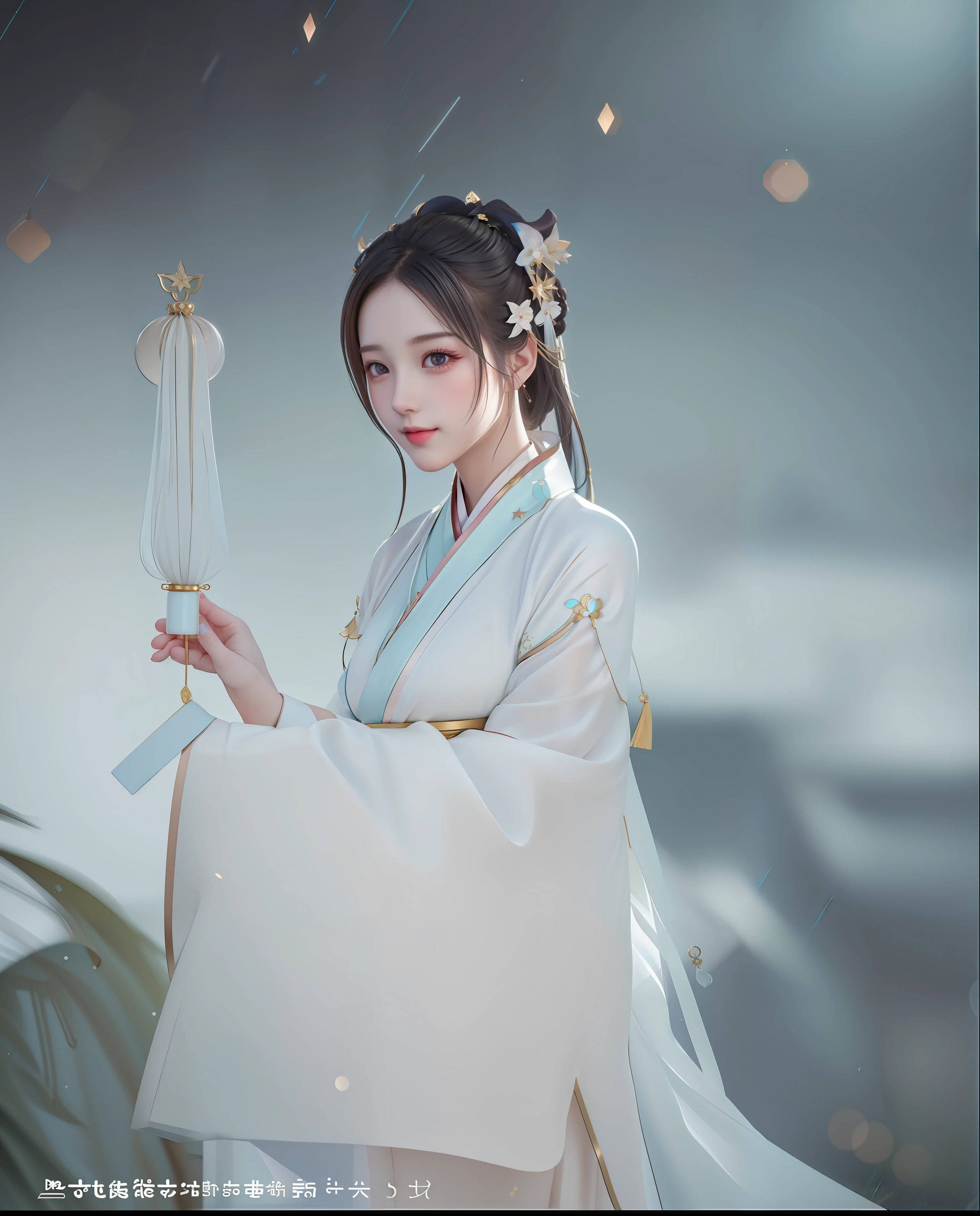 best quality, masterpiece, highres, 1girl,blush,(seductive smile:0.8),star-shaped pupils,china hanfu,hair ornament, Beautiful face,upon_body, tyndall effect,photorealistic, dark studio, rim lighting, two tone lighting,(high detailed skin:1.2), 8k uhd, dslr, soft lighting, high quality, volumetric lighting, candid, Photograph, high resolution, 4k, 8k, Bokeh