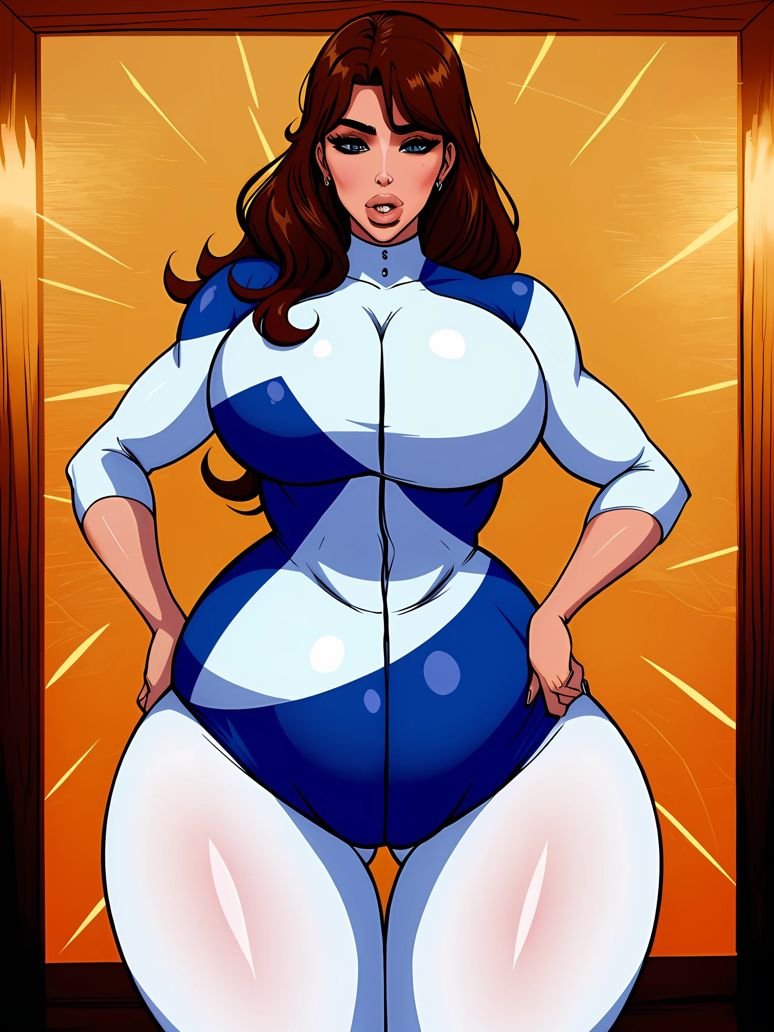 Kim Kardashian as ssbbw fat woman, large booty, hourglass body, fitness uniform