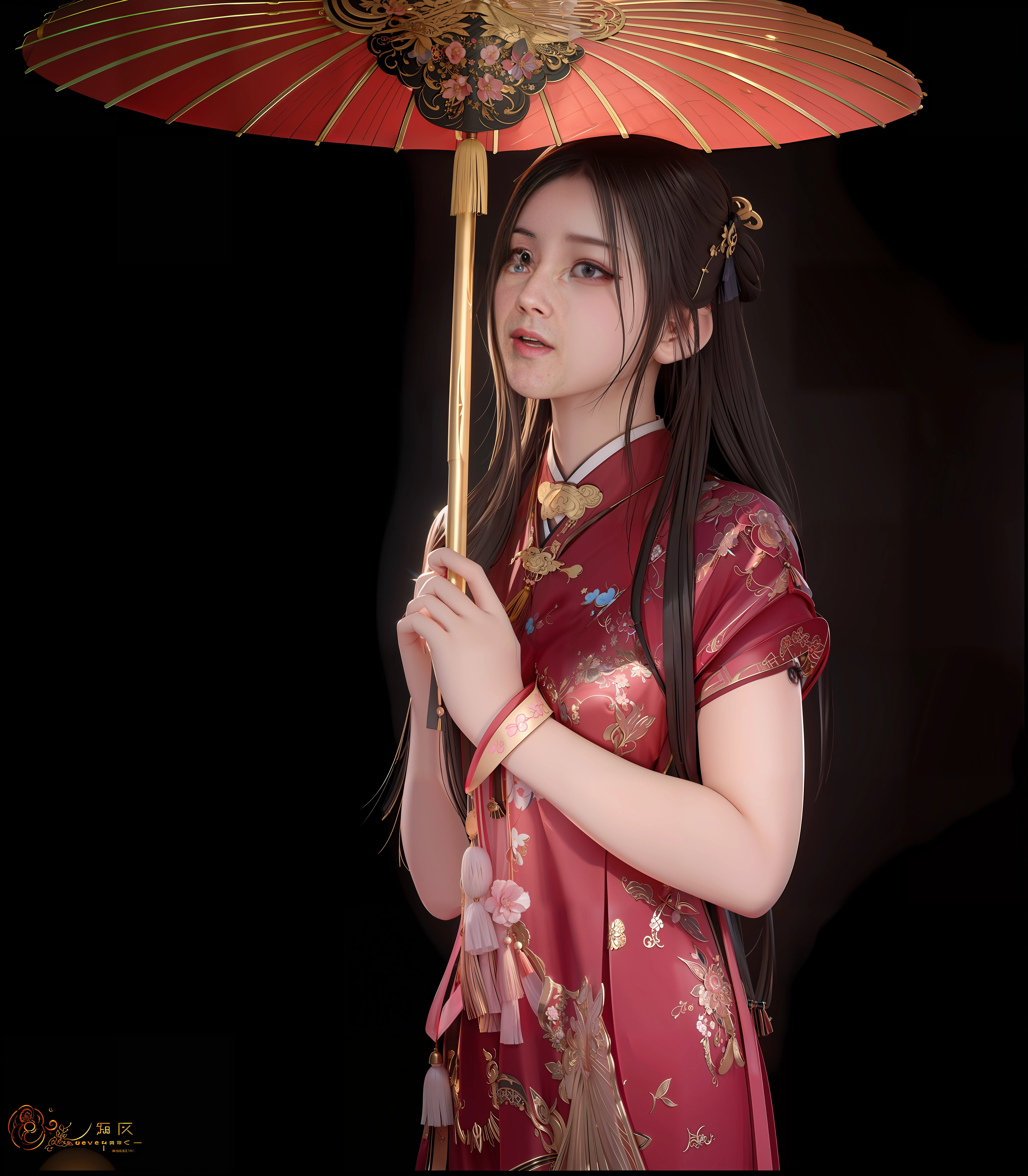 best quality, masterpiece, highres, 1girl,blush,(seductive smile:0.8),star-shaped pupils,china hanfu,hair ornament, Beautiful face,upon_body, tyndall effect,photorealistic, dark studio, rim lighting, two tone lighting,(high detailed skin:1.2), 8k uhd, dslr, soft lighting, high quality, volumetric lighting, candid, Photograph, high resolution, 4k, 8k, Bokeh,beautiful umbrella