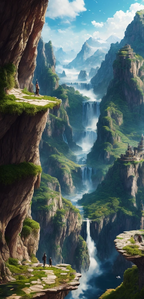 (((masterpiece))), best quality, high quality, extremely detailed CG unity 8k wallpaper, scenery, outdoors, sky, cloud, day, no humans, mountain, landscape, water, tree, blue sky, waterfall, cliff, nature, lake, river, cloudy sky,award winning photography, Bokeh, Depth of Field, HDR, bloom, Chromatic Aberration ,Photorealistic,extremely detailed, trending on artstation, trending on CGsociety, Intricate, High Detail, dramatic, art by midjourney