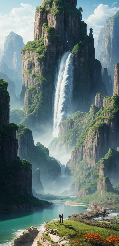 (((masterpiece))), best quality, high quality, extremely detailed CG unity 8k wallpaper, scenery, outdoors, sky, cloud, day, mountain, landscape, water, tree, blue sky, waterfall, cliff, nature, lake, river, cloudy sky,award winning photography, Bokeh, Depth of Field, HDR, bloom, Chromatic Aberration ,Photorealistic,extremely detailed, trending on artstation, trending on CGsociety, Intricate, High Detail, dramatic, art by midjourney