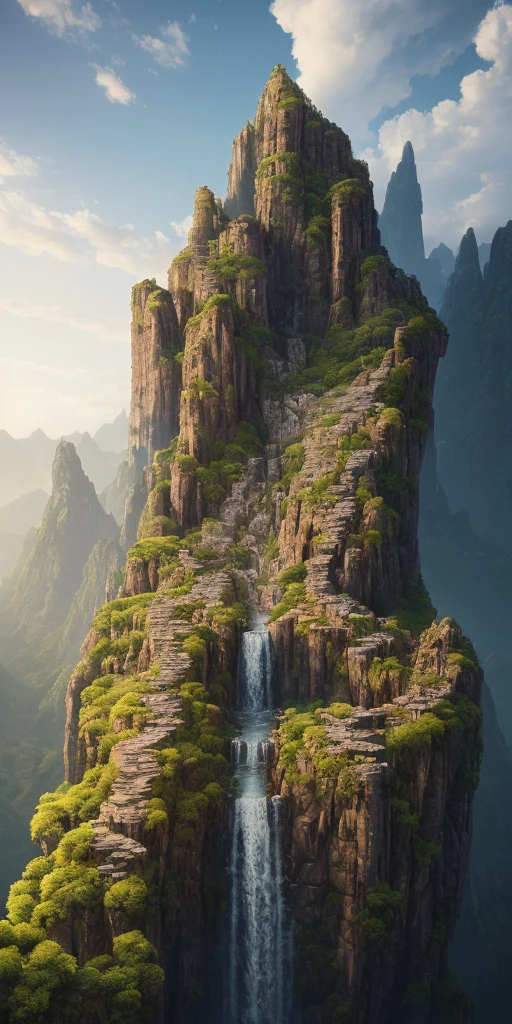 (((masterpiece))), best quality, high quality, extremely detailed CG unity 8k wallpaper, scenery, outdoors, sky, cloud, day, no humans, mountain, landscape, water, tree, blue sky, waterfall, cliff, nature, lake, river, cloudy sky,award winning photography, Bokeh, Depth of Field, HDR, bloom, Chromatic Aberration ,Photorealistic,extremely detailed, trending on artstation, trending on CGsociety, Intricate, High Detail, dramatic, art by midjourney