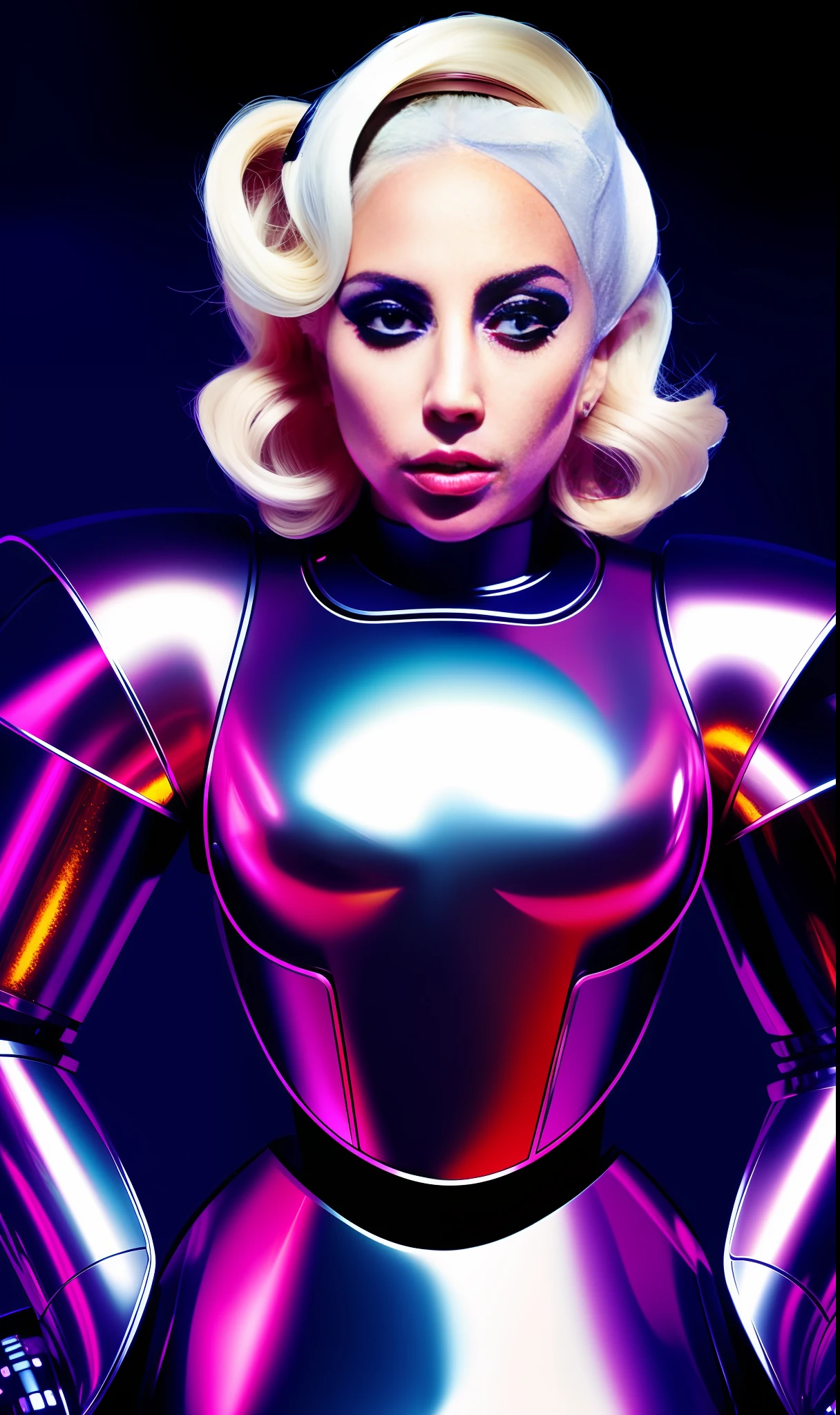Photo of lady gaga as a robot, 4K texture, super heroine
