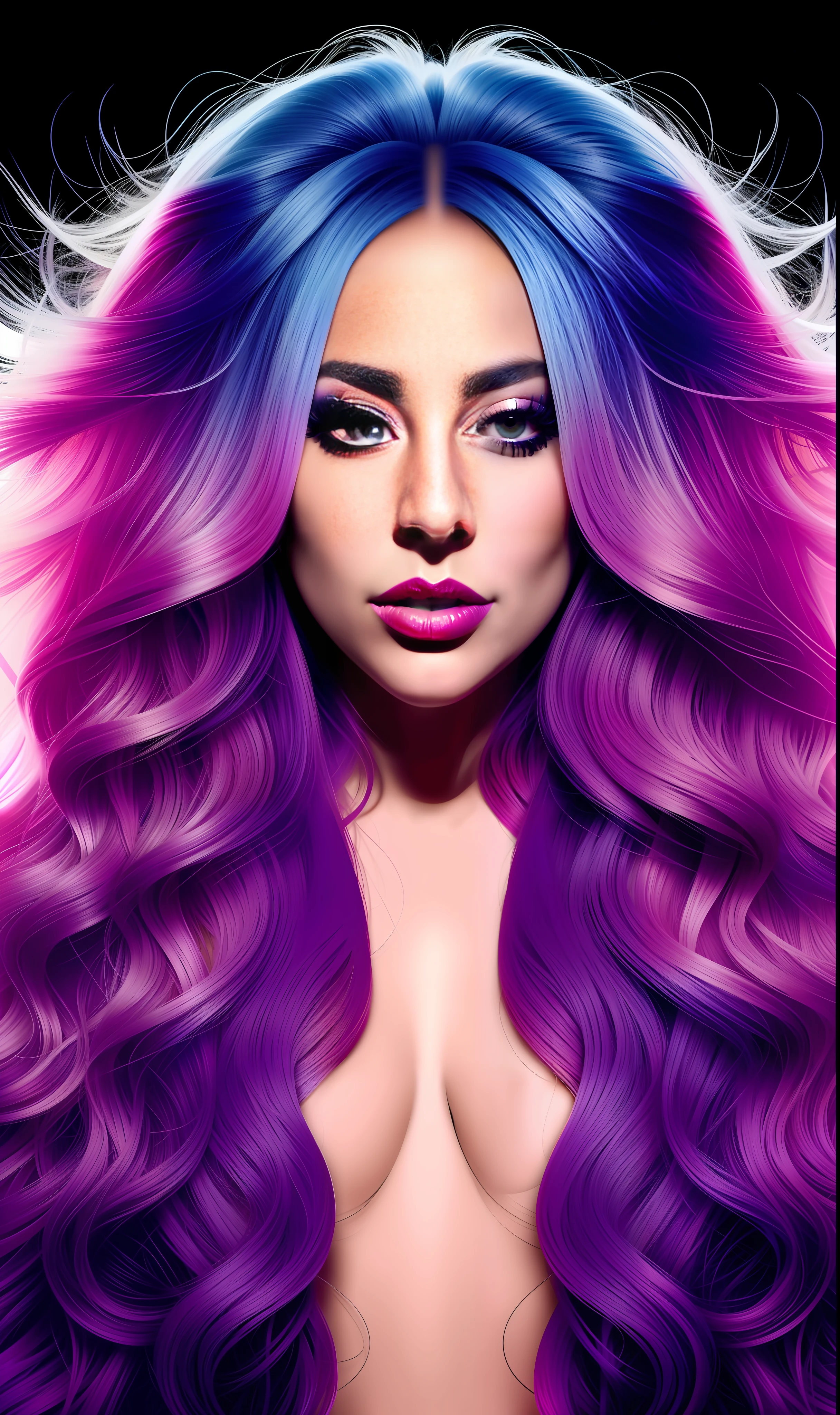 Lady gaga photo, 4K texture, long hair, high quality, futuristic background, extravagant hairstyle, album cover