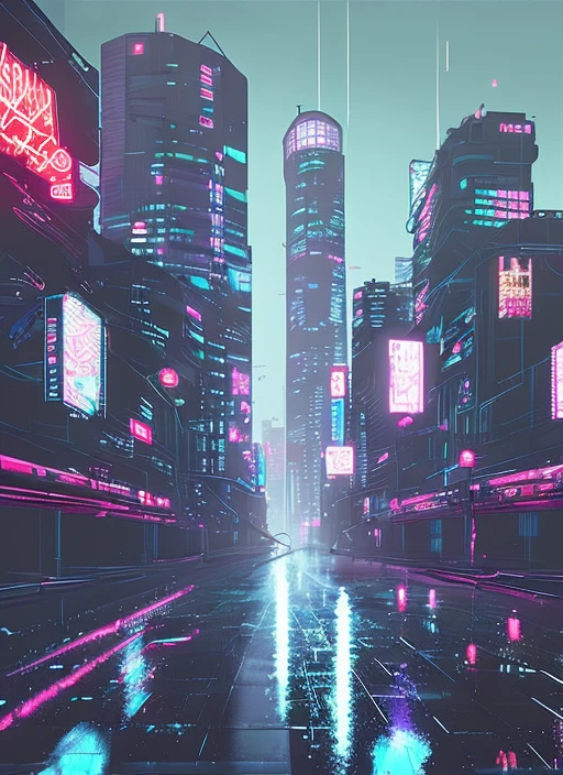 rain city cyberpunk style