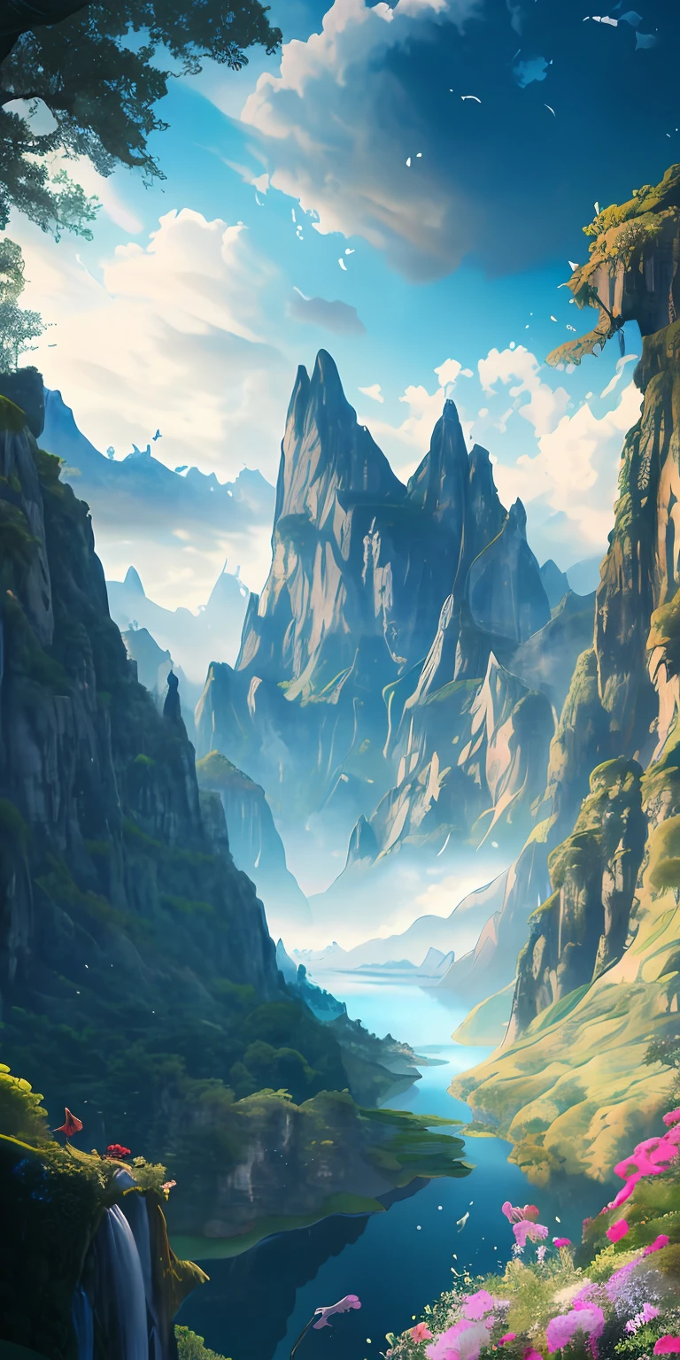color photo of a breathtaking nature-inspired artwork: The artwork depicts a serene mountain landscape with towering peaks and lush green forests. The mountains are portrayed in shades of blue and gray, with intricate details of the craggy peaks and jagged rocks. The forests are depicted in rich shades of green, with a variety of trees and foliage that create a sense of depth and texture. A winding river runs through the center of the artwork, with crystal-clear water that reflects the surrounding scenery. The sky is painted in soft shades of pink and orange, with wispy clouds that create a sense of movement and dynamism.
The artwork evokes a sense of tranquility and awe, with its majestic natural elements and harmonious composition. The specific camera model used to capture the image was a high-resolution DSLR, with a wide-angle lens that allowed for a panoramic view of the landscape. The image was captured using a slow shutter speed to create a sense of motion in the flowing river.
The artist behind the artwork is known for their meticulous attention to detail and use of vibrant colors to capture the beauty of the natural world. They draw inspiration from a variety of artistic styles and techniques, ranging from impressionism to realism, and incorporate these influences into their own unique style.
Multiple directors, cinematographers, photographers, and fashion designers who would be unlikely to collaborate but would juxtapose uniquely include Terrence Malick, Emmanuel Lubezki, Ansel Adams, Annie Leibovitz, and Alexander McQueen.