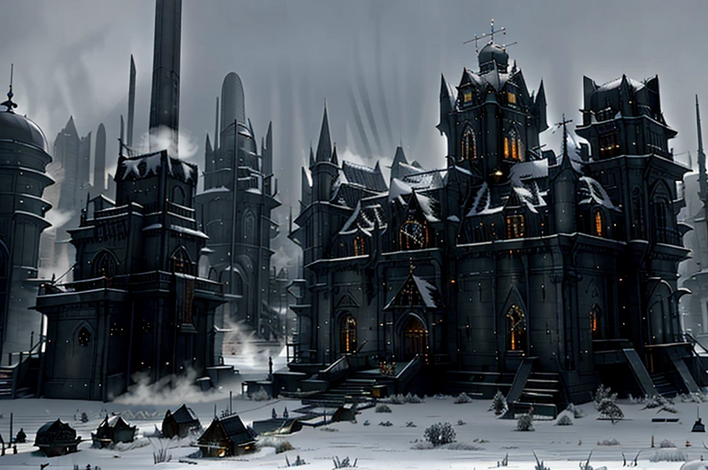 Like a holy cathedral, a dead but gorgeous black castle, covered in frost outside the castle