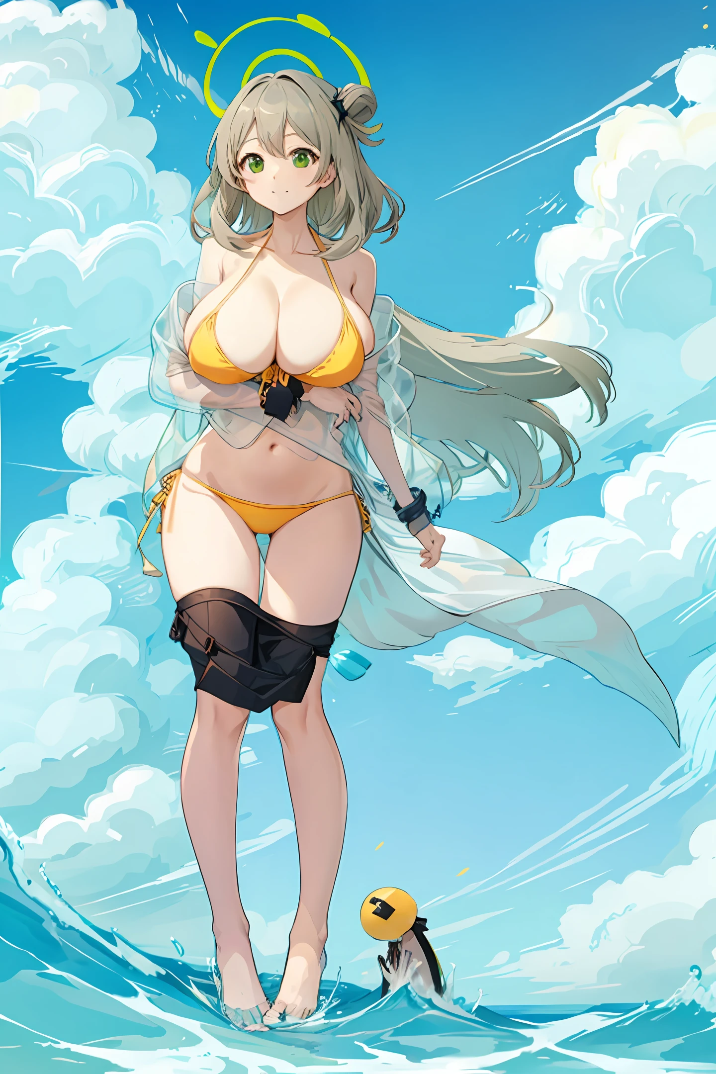 Anime girl in bikini with huge breasts