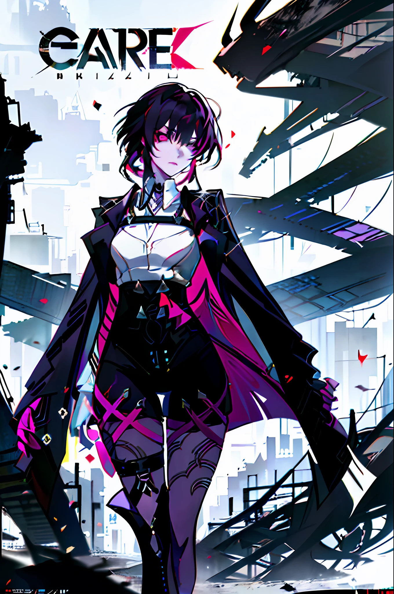 ((((dramatic))), (((gritty))), (((intense))) film poster featuring a young woman as the central character. She stands confidently in the center of the poster, wearing a stylish and edgy outfit, with a determined expression on her face. The background is dark and gritty, with a sense of danger and intensity. The text is bold and attention-grabbing, with a catchy tagline that adds to the overall feeling of drama and excitement. The color palette is mainly dark with splashes of vibrant colors, giving the poster a dynamic and visually striking appearance,tachi-e (magazine:1.3), (cover-style:1.3), fashionable, woman, vibrant, outfit, posing, front, colorful, dynamic, background, elements, confident, expression, holding, statement, accessory, majestic, coiled, around, touch, scene, text, cover, bold, attention-grabbing, title, stylish, font, catchy, headline, larger, striking, modern, trendy, focus, fashion,