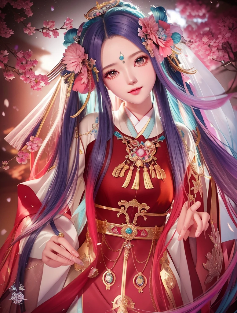 a close up of a woman with silver and blue highlights gradient long hair wearing a teal dress, a beautiful fantasy empress, palace , a girl in hanfu, ((a beautiful fantasy empress)), anime goddess, beautiful fantasy anime, beautiful character painting, beautiful alluring anime woman, beautiful anime woman, beautiful anime girl, anime art wallpaper 4 k, ”beautiful anime woman, anime art wallpaper 4k