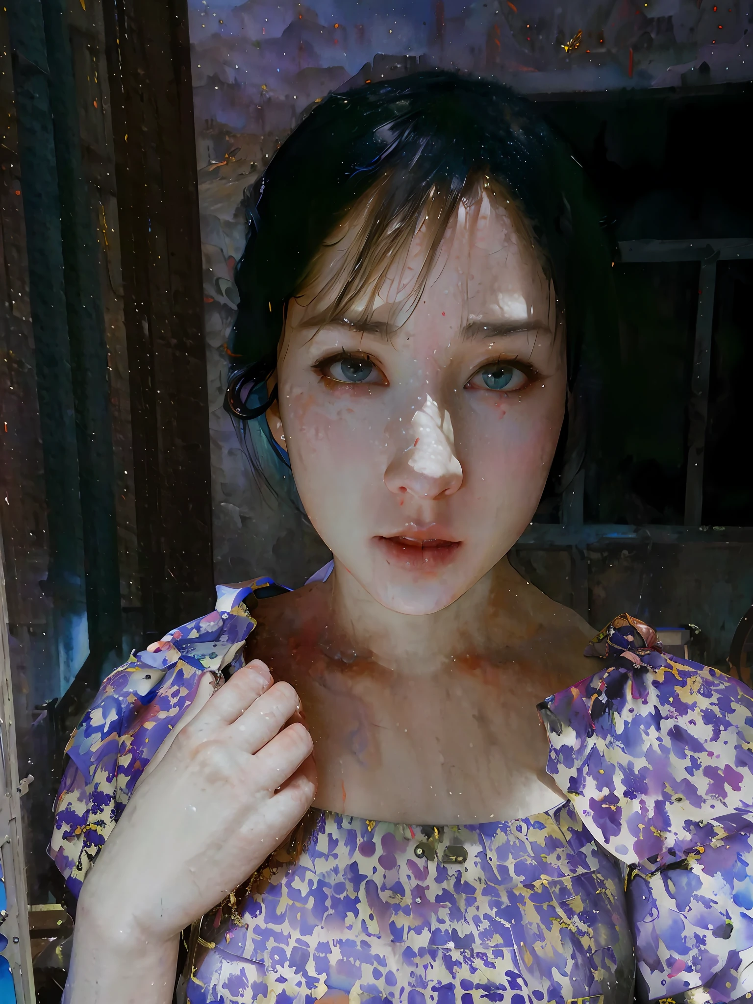 Girl,best quality,Anime,merge,colorful,vibrant colors,illustration,artstyle,fantasy,realistic,(masterpiece), (photo_\(medium\):1.0), by Antonio J. Manzanedo, by Jeremy Lipking, in a surreal landscape, painting style with watercolor,笔触